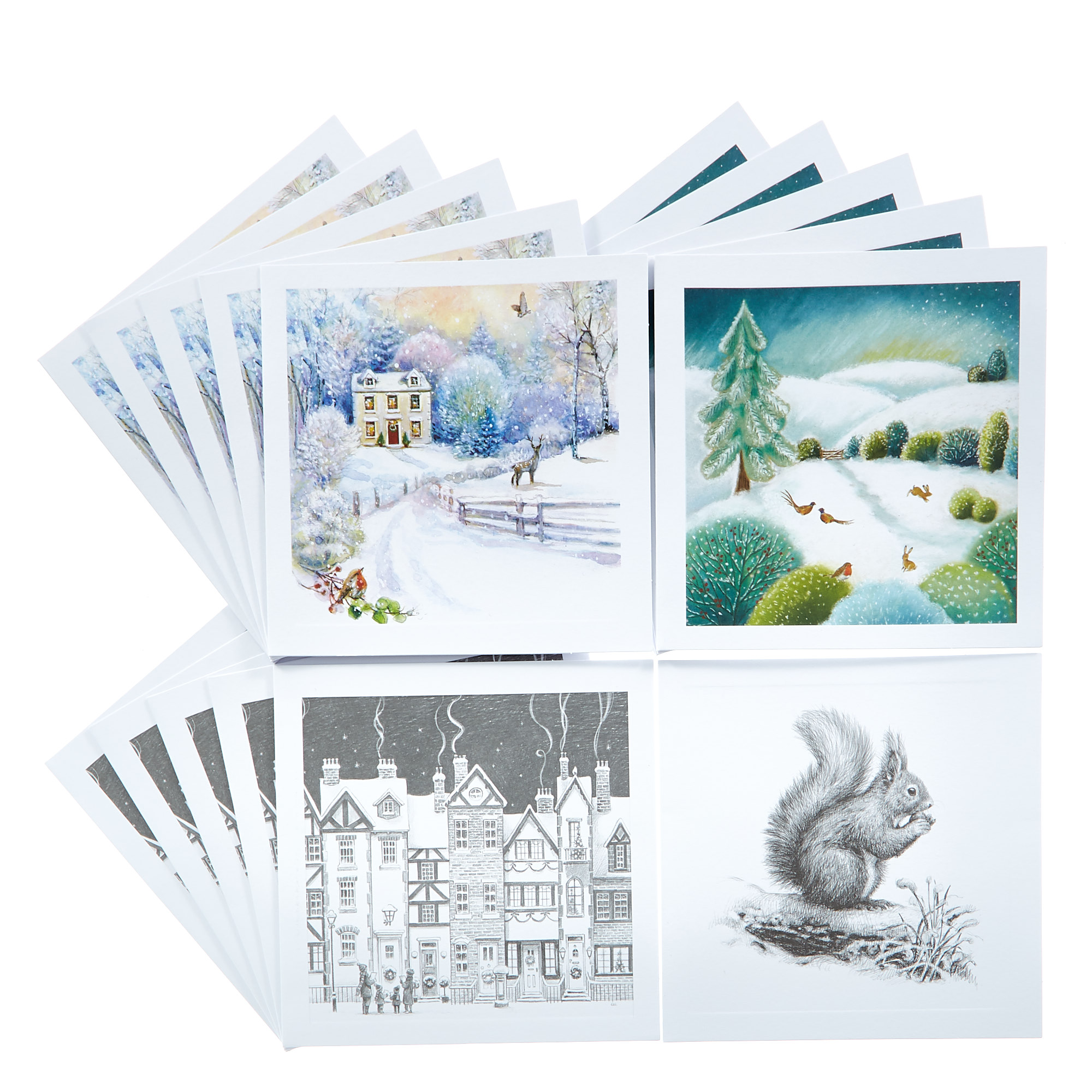 20 Artistic Charity Christmas Cards - 4 Designs 