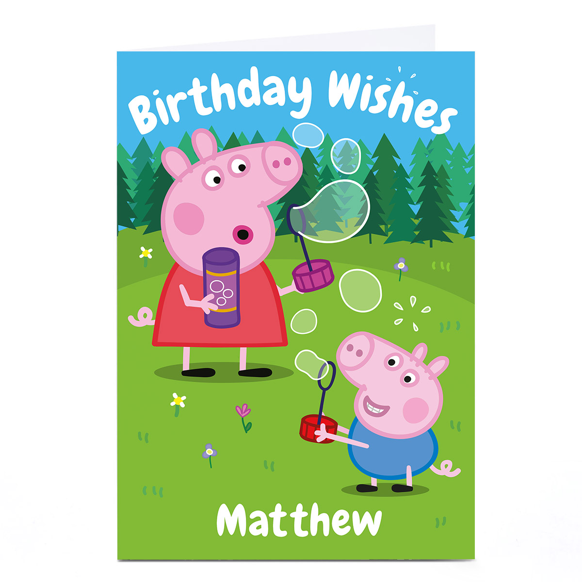 Personalised Peppa Pig Birthday Card - Bubbles
