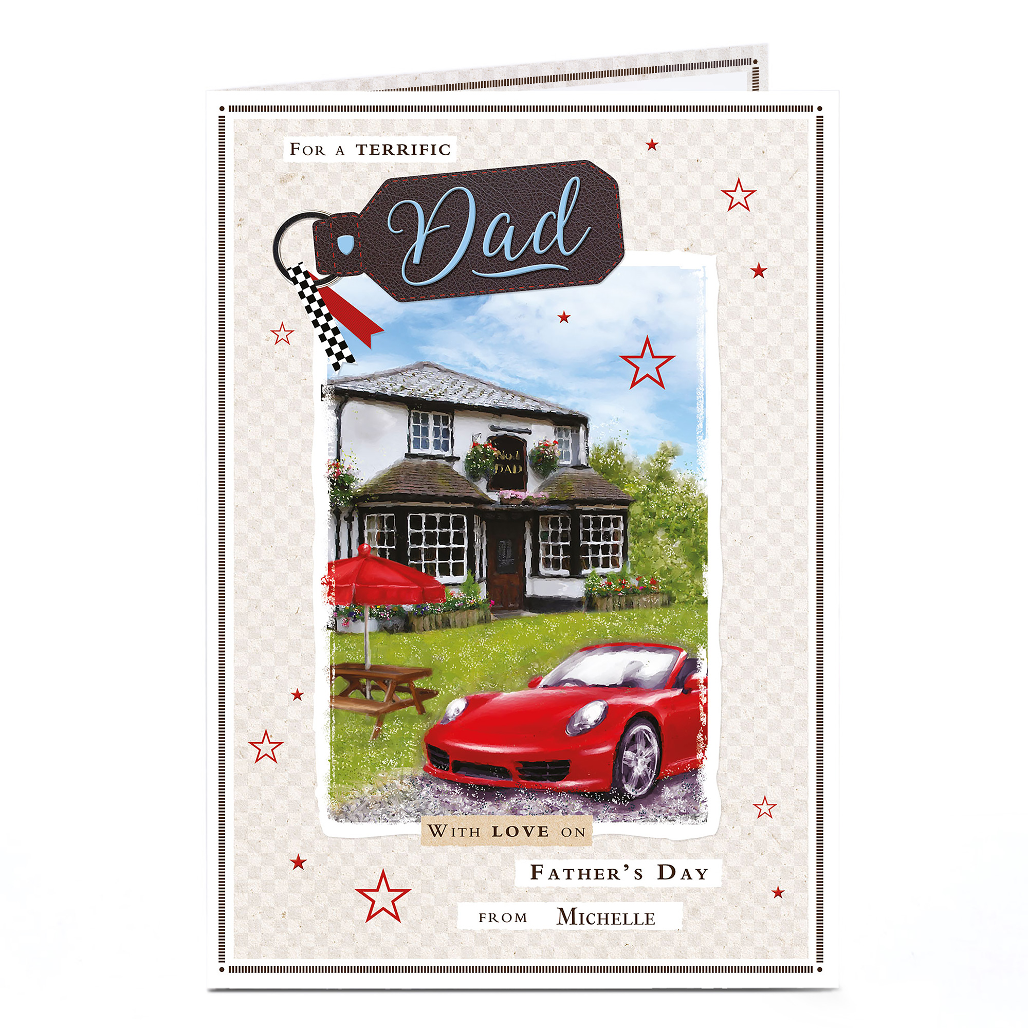 Personalised Father's Day Card - Red Sports Car By No1 Dad Pub