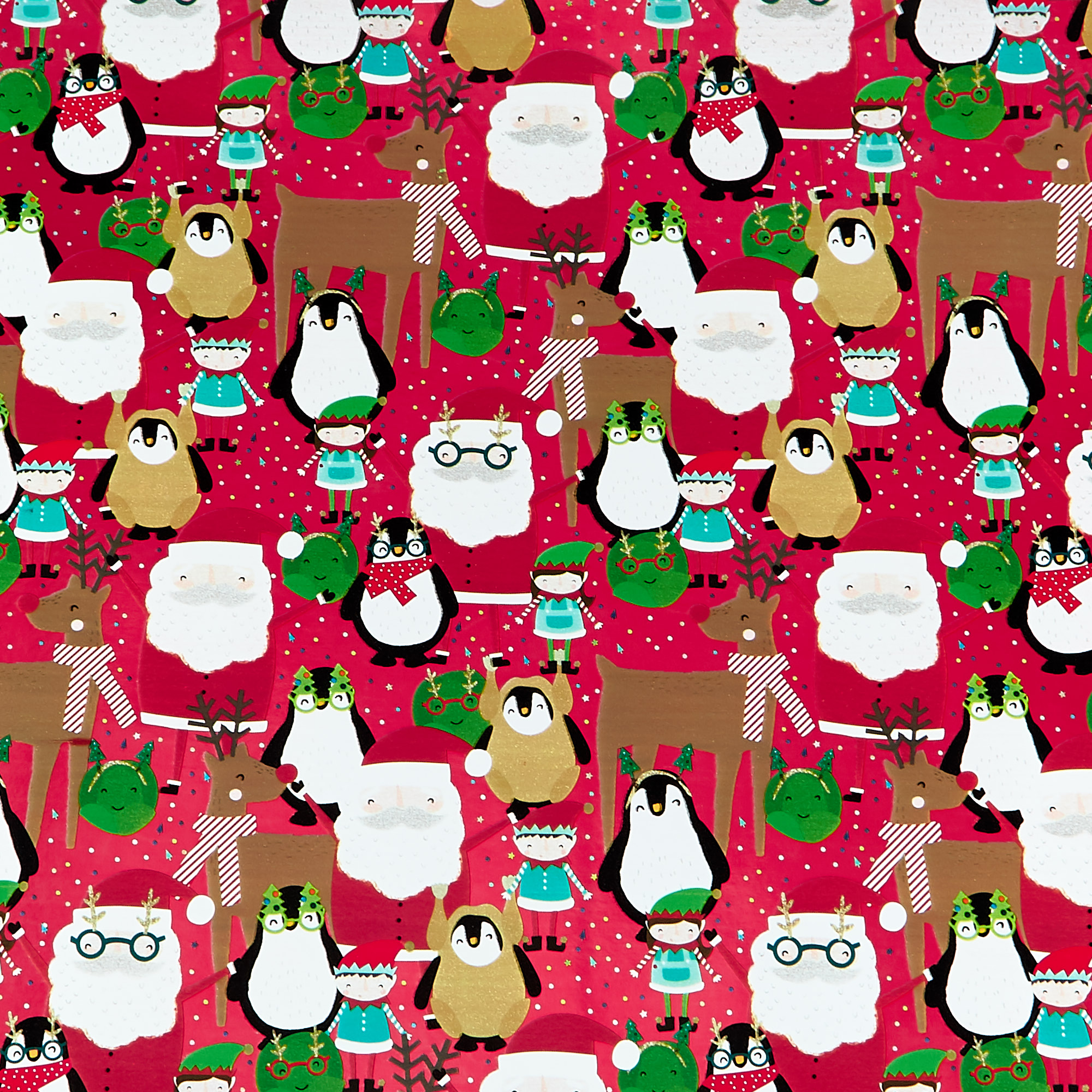 Festive Characters Christmas Wrapping Paper Rolls - Pack Of 3
