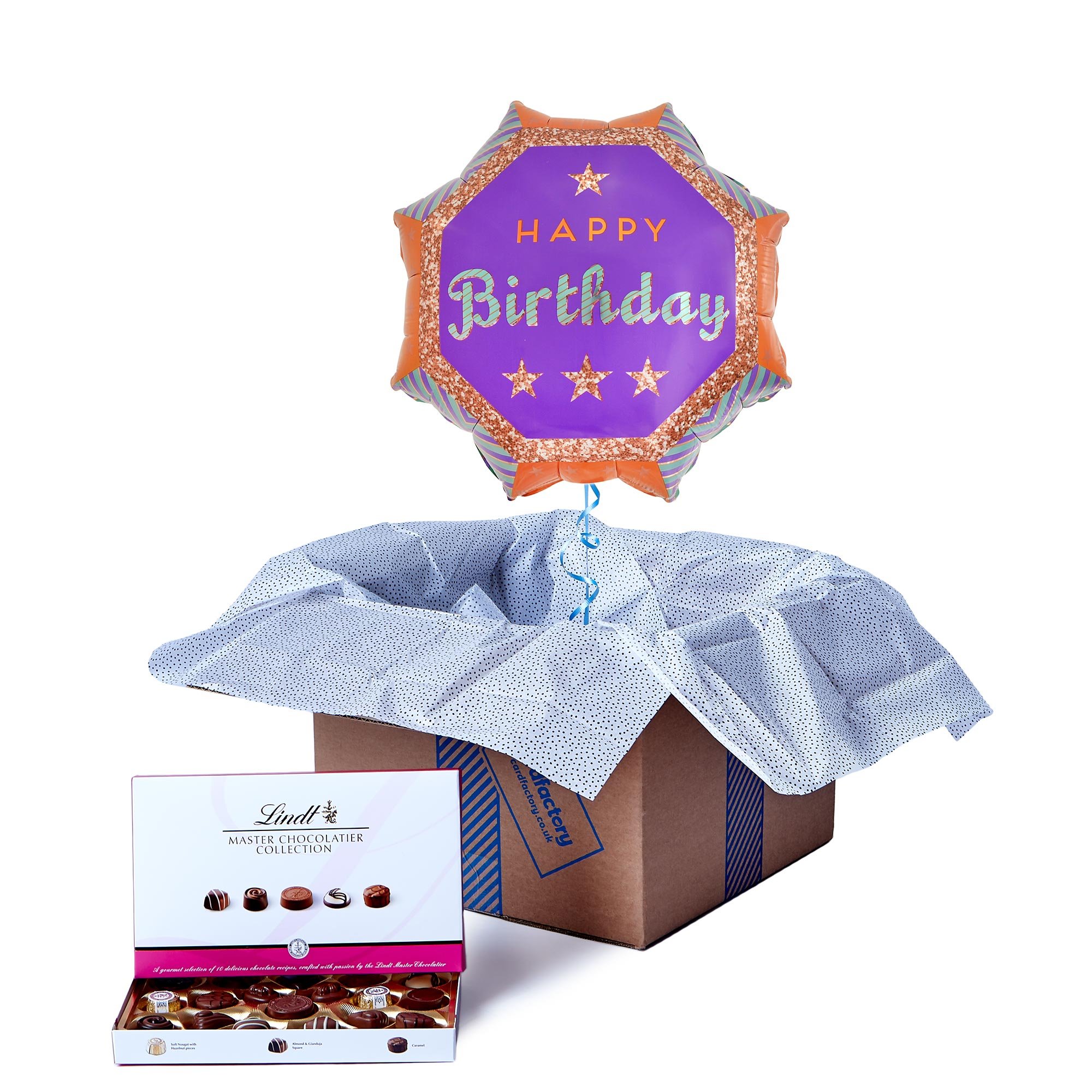Octagon Happy Birthday Balloon & Lindt Chocolates