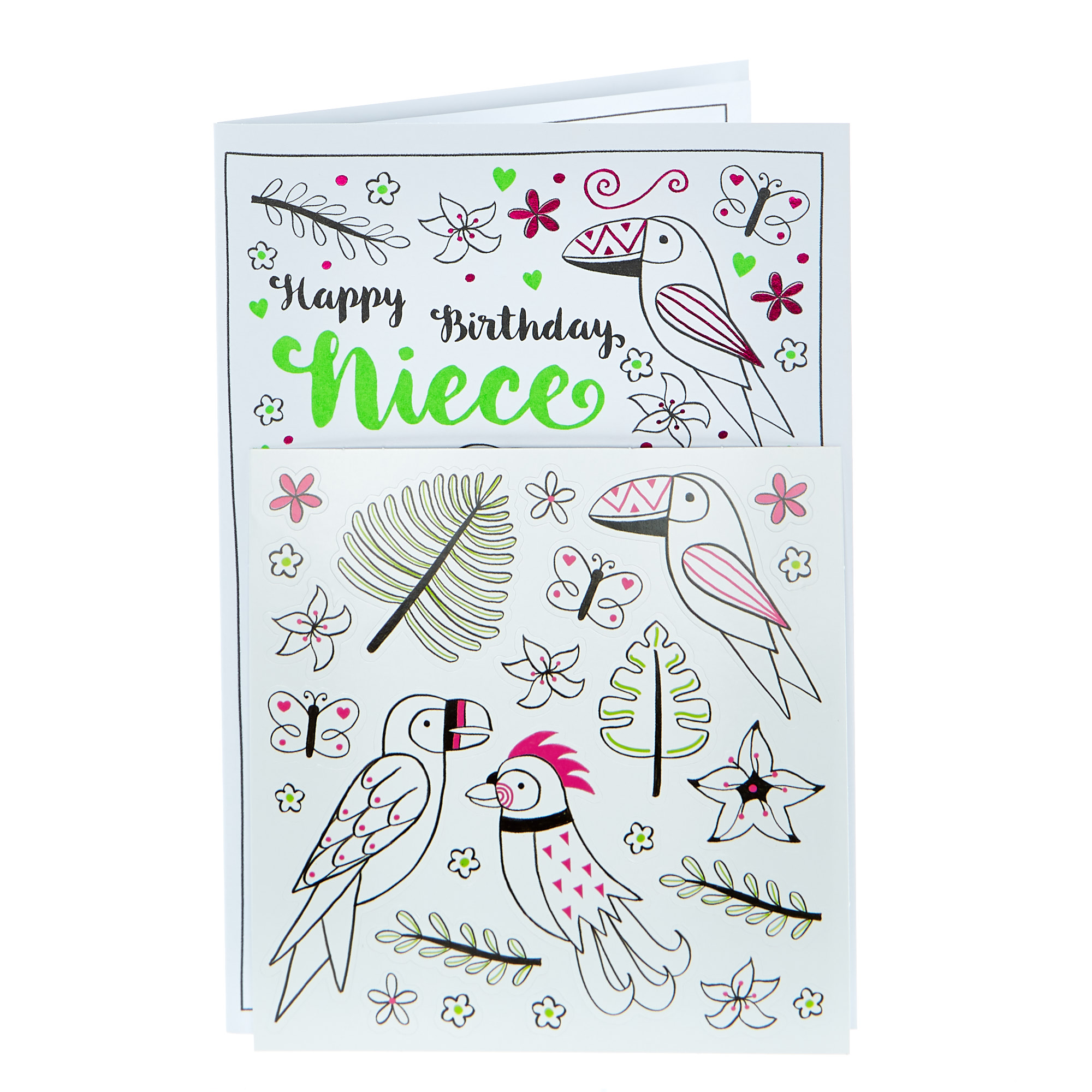 Colour-In Birthday Card - Niece (With Stickers)