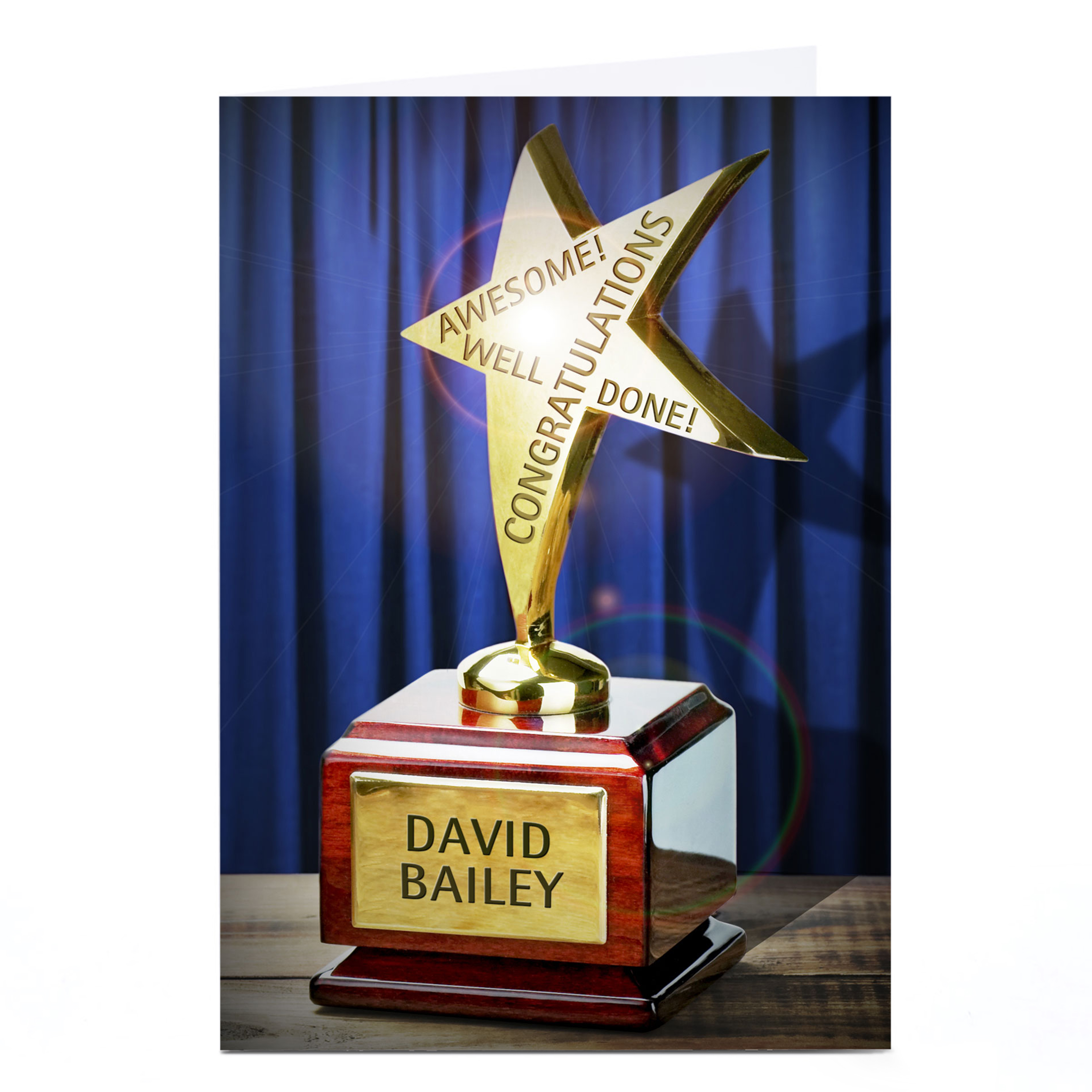 Personalised Congratulations Card - Star Trophy