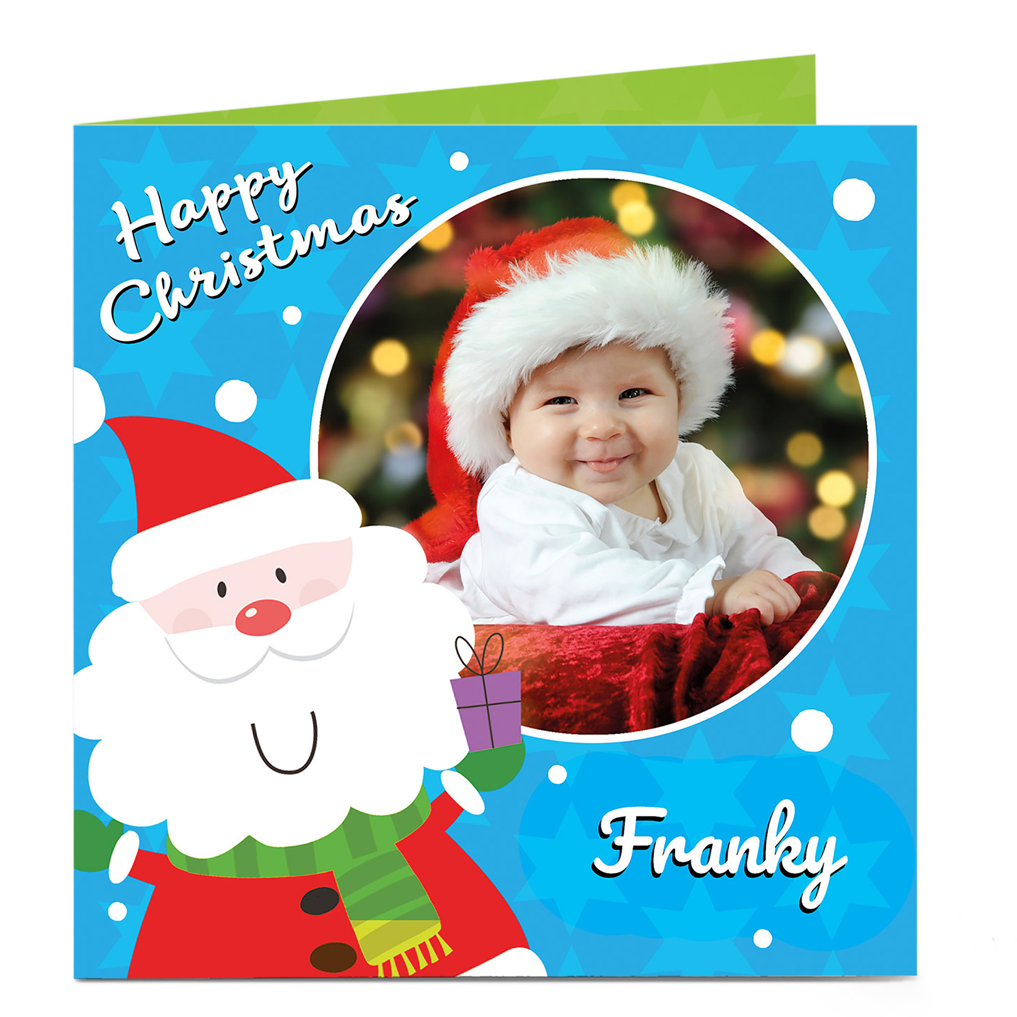 Photo Christmas Card - Santa Blue