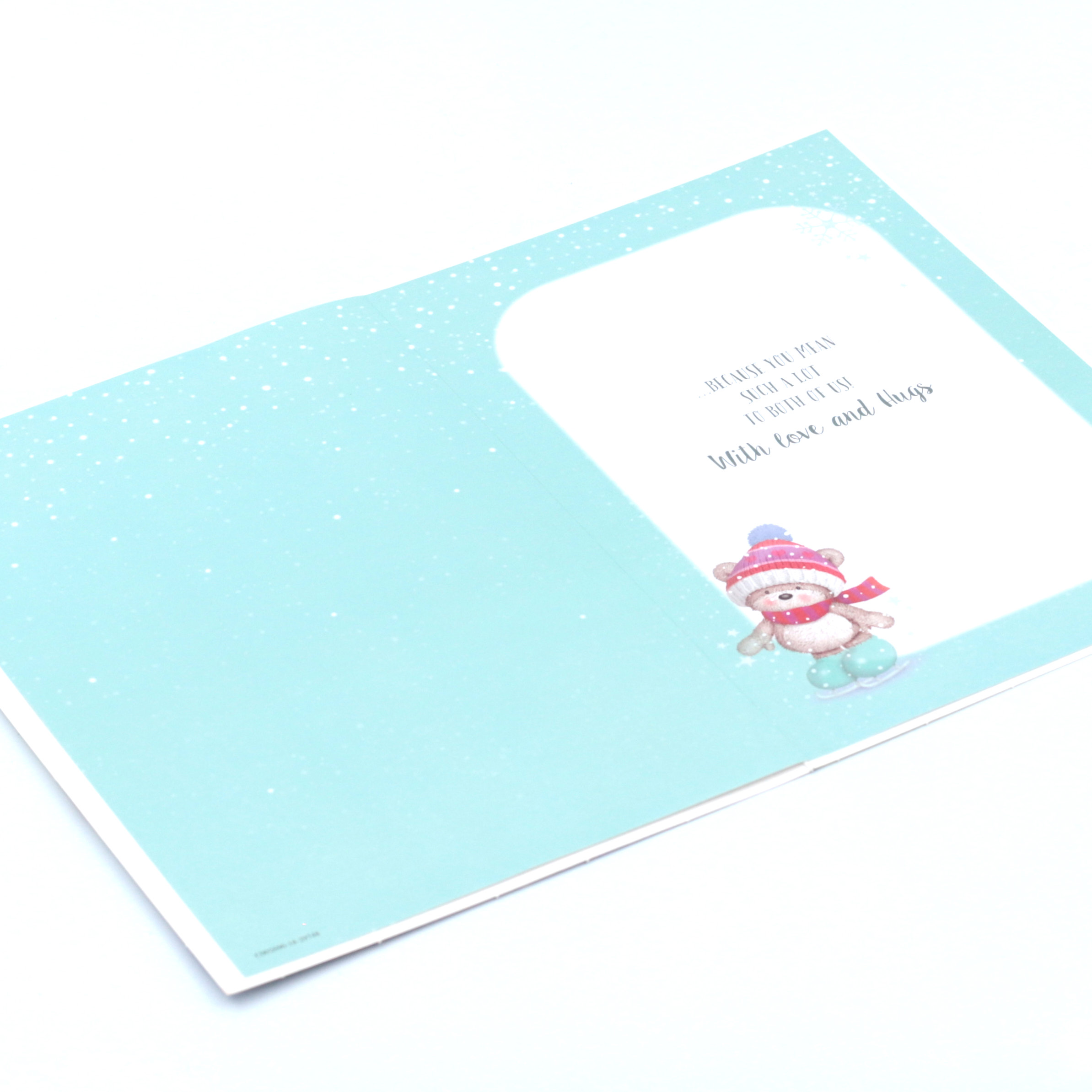 Hugs Bear Christmas Card - From Both Of Us, Cute Bears Ice Skating