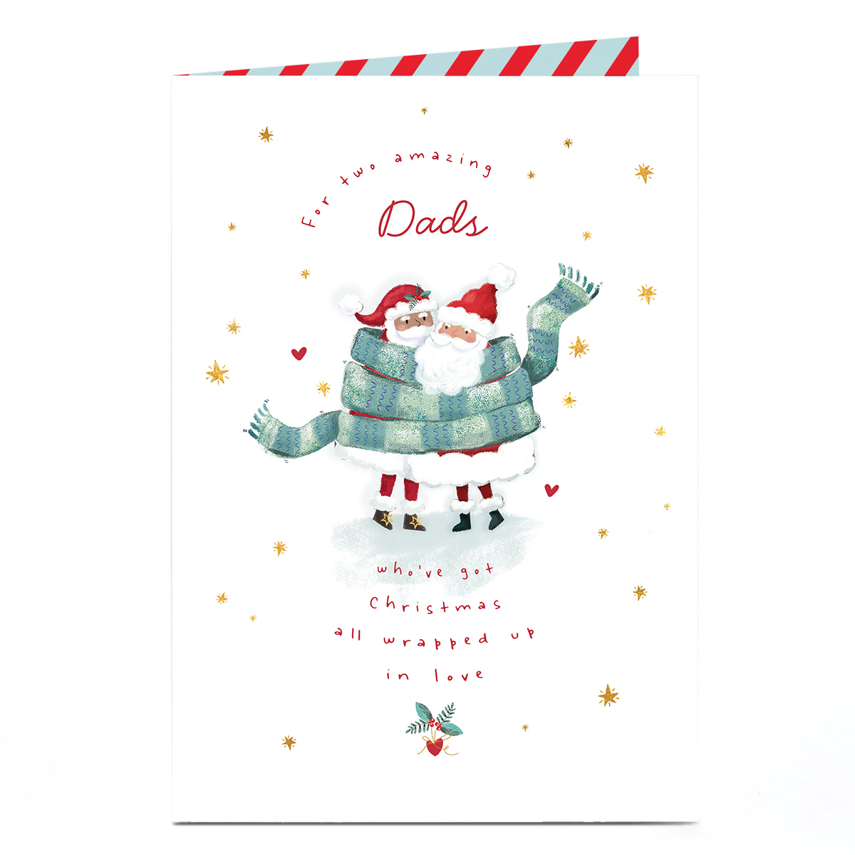 Christmas Card - Santas in Scarf, Dad & Dad