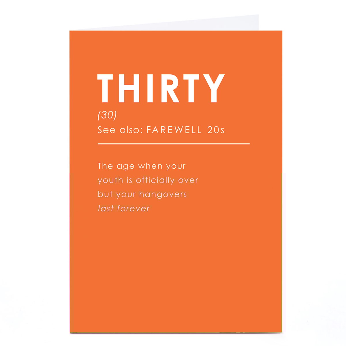 30th Birthday Card - Definition Farewell 20s