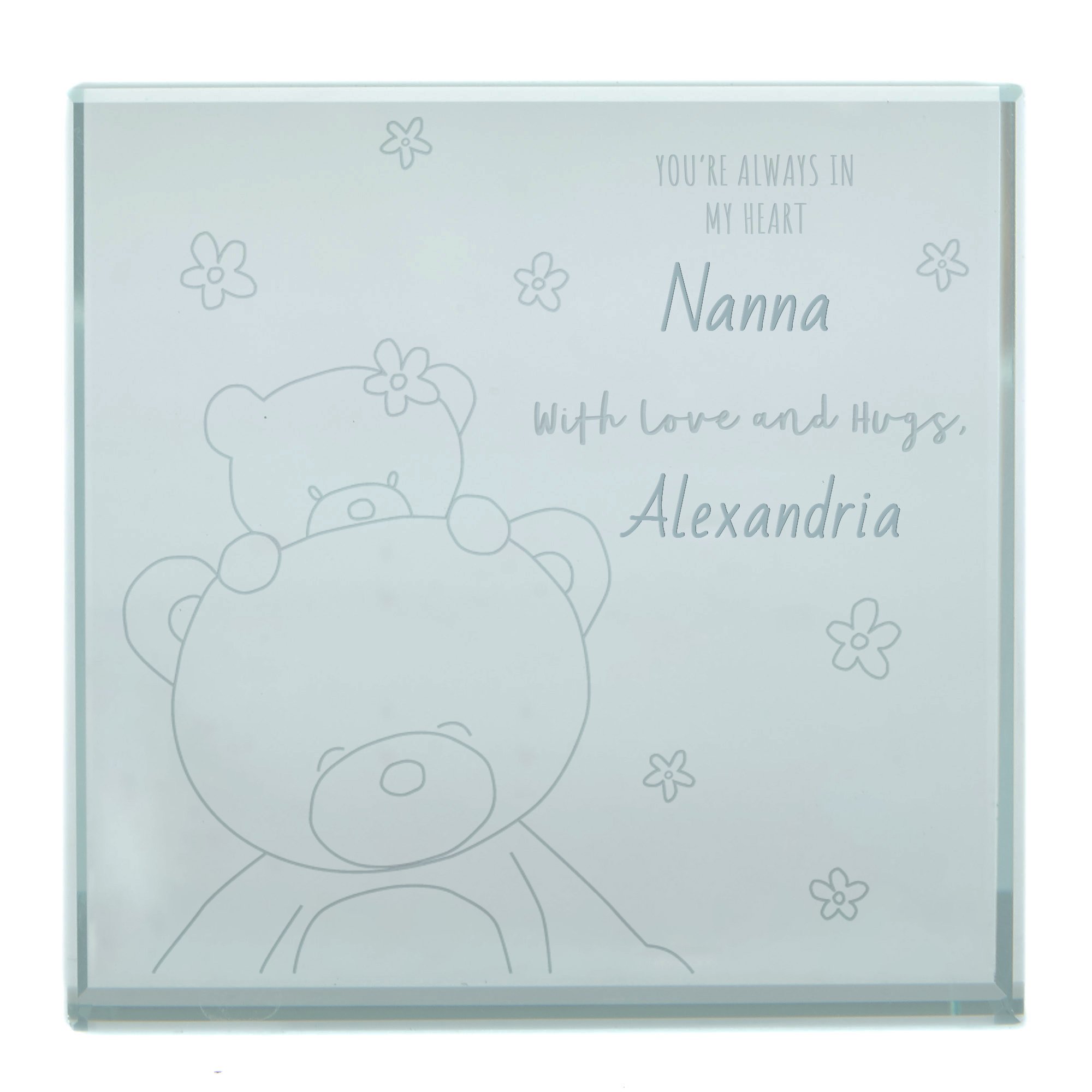 Personalised Hugs Glass Token - Always in My Heart