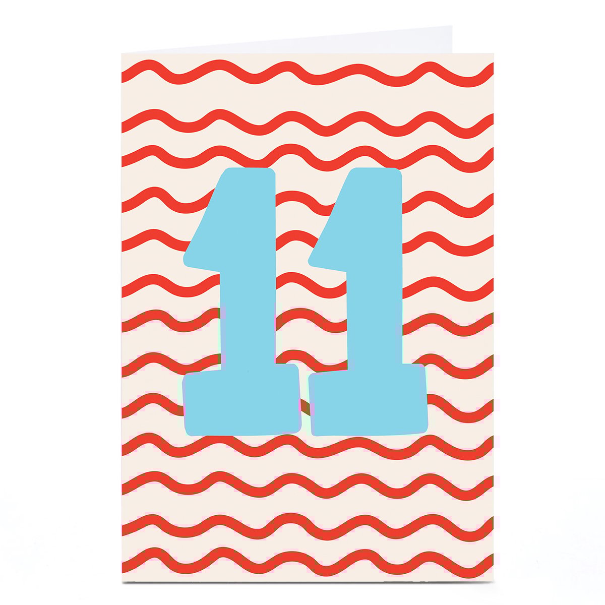 11th Birthday Card - Red Waves