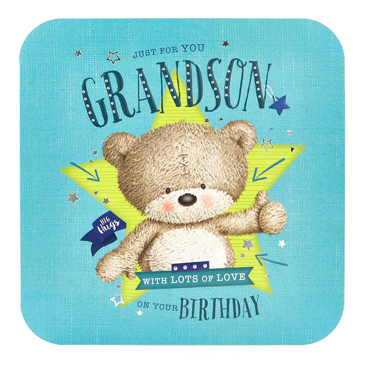 Platinum Collection Birthday Card - Grandson Hugs