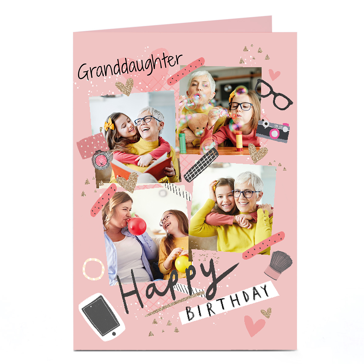 Photo Birthday Card - Pink, Granddaughter
