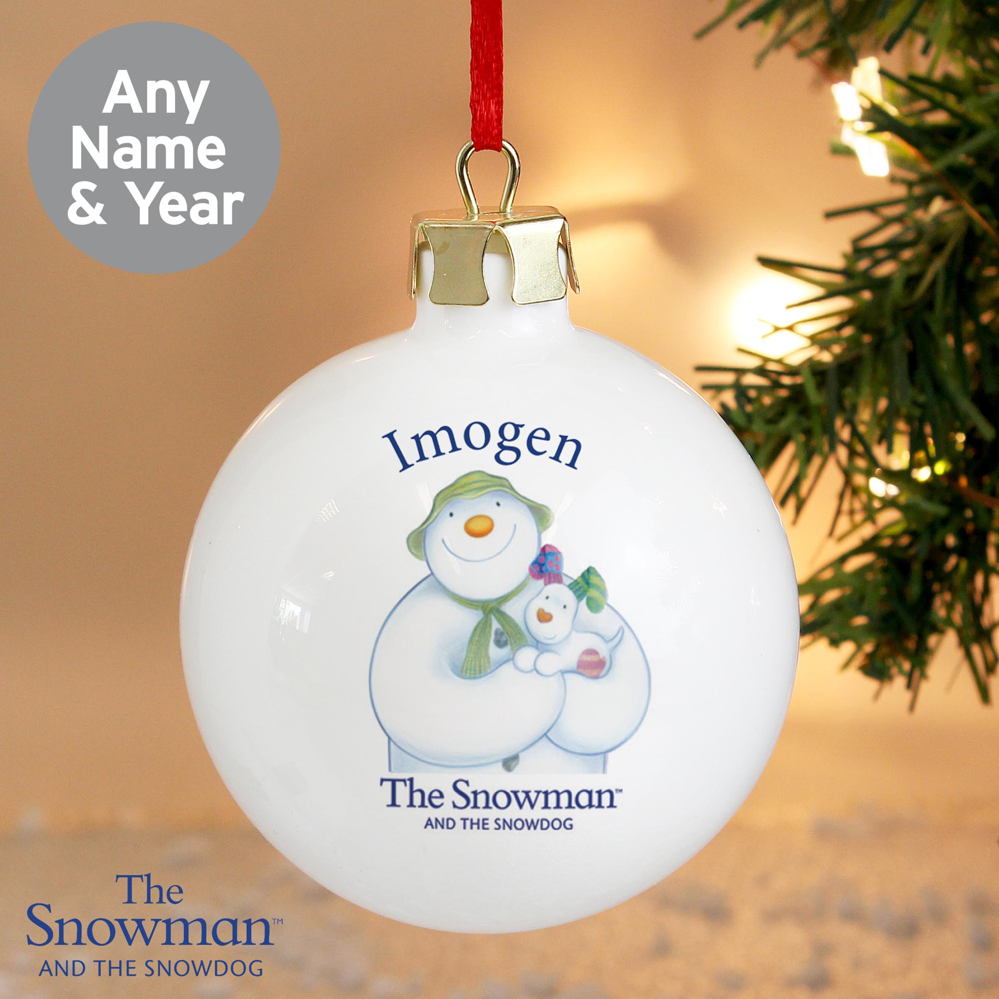 Personalised The Snowman & the Snowdog Bauble