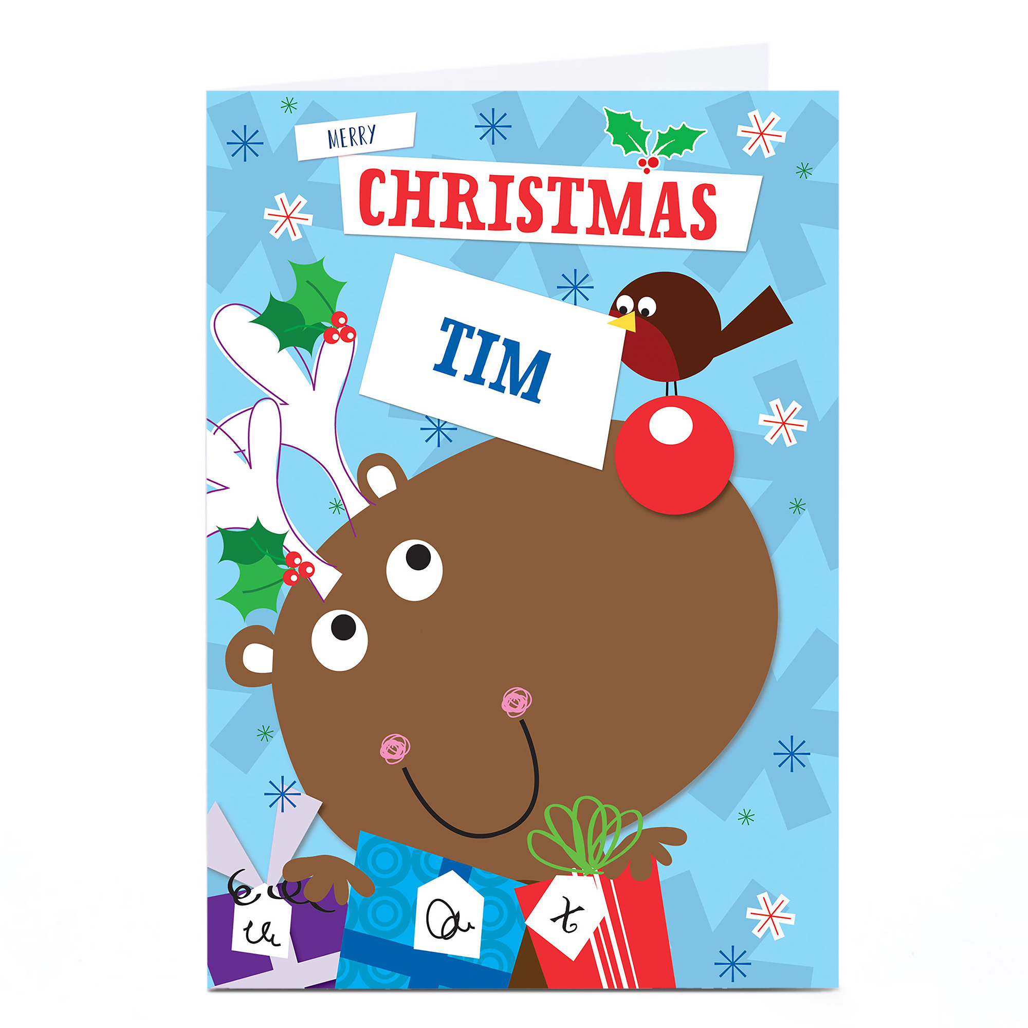 Personalised Christmas Card - Cartoon Reindeer