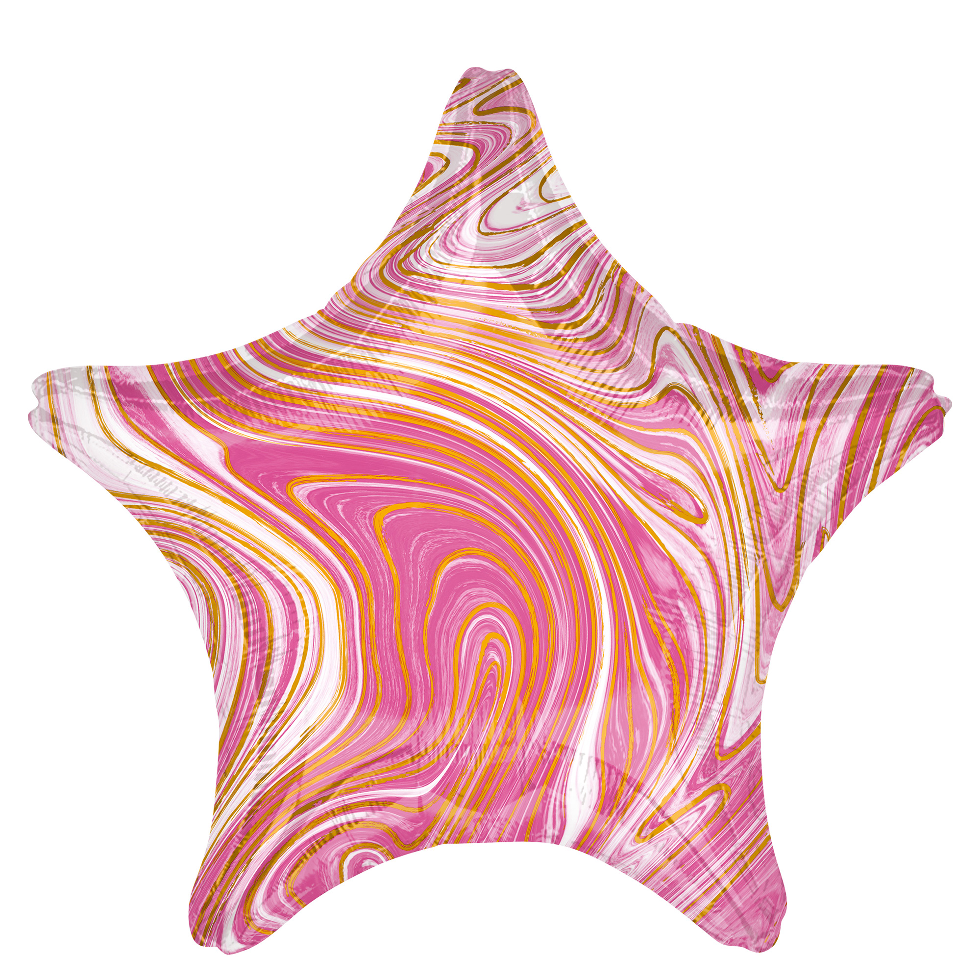 Pink Star Marble-Effect 19-Inch Foil Helium Balloon