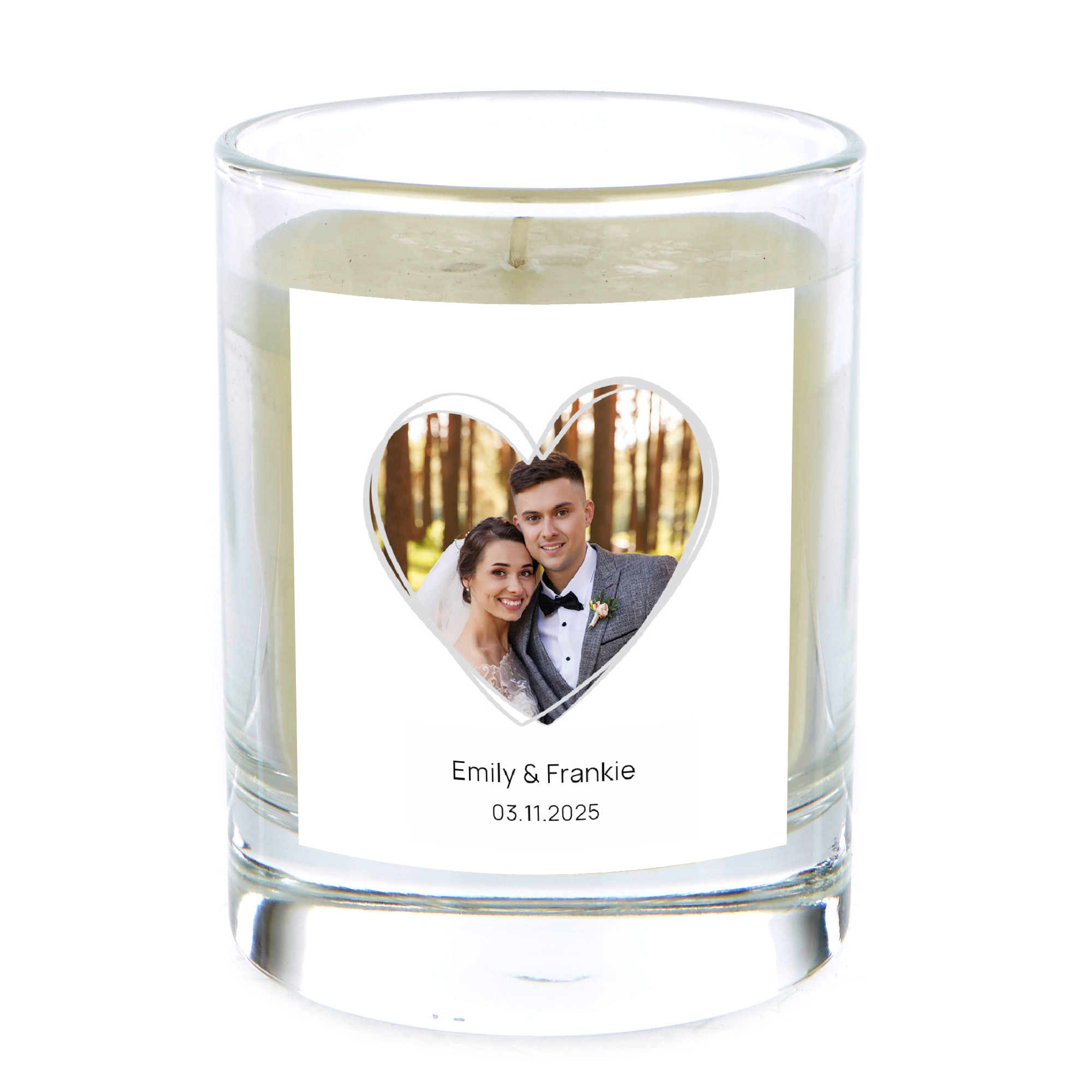 Personalised Photo Upload Candle - Wedding date