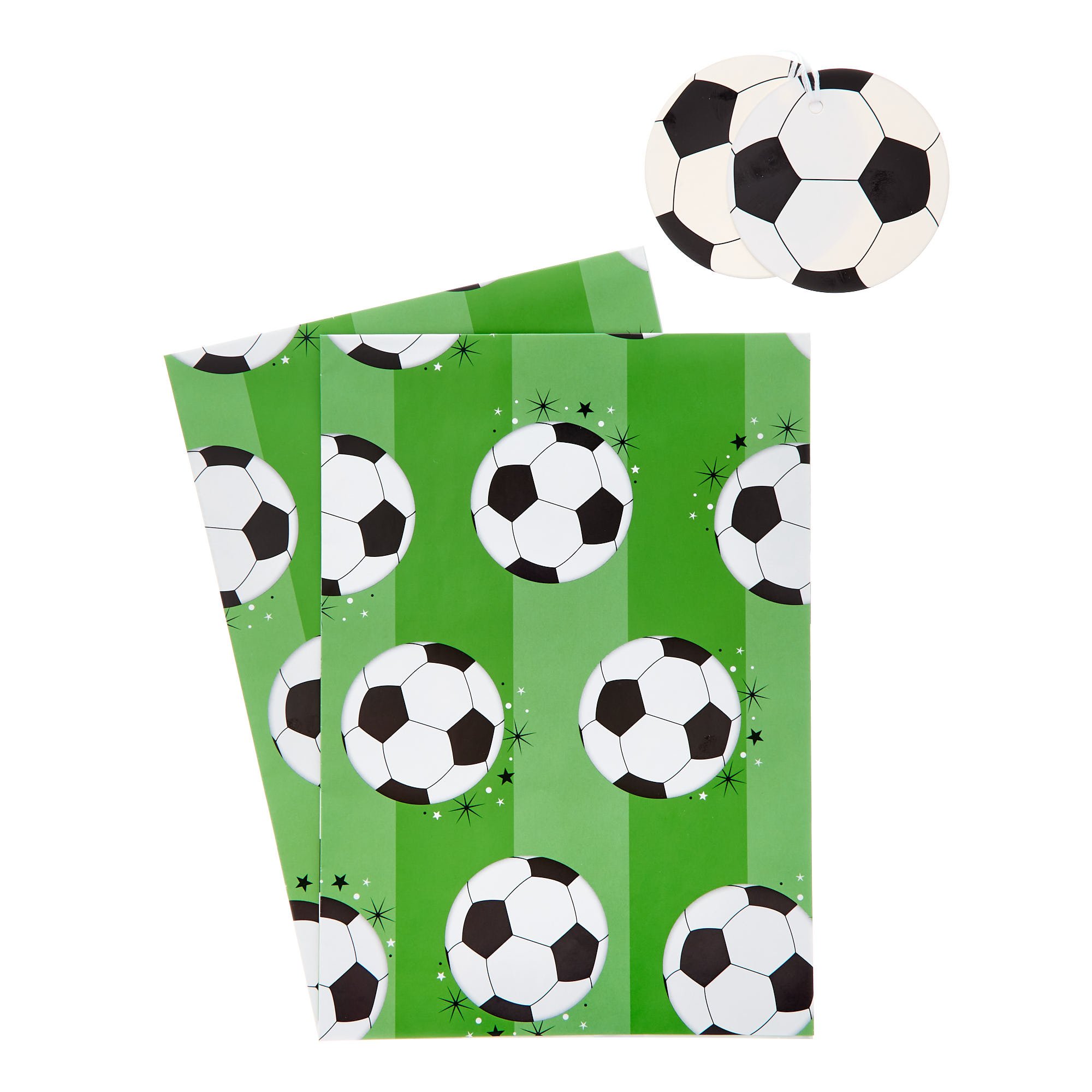 Football Wrapping Paper - 2 Sheets & 2 Tags