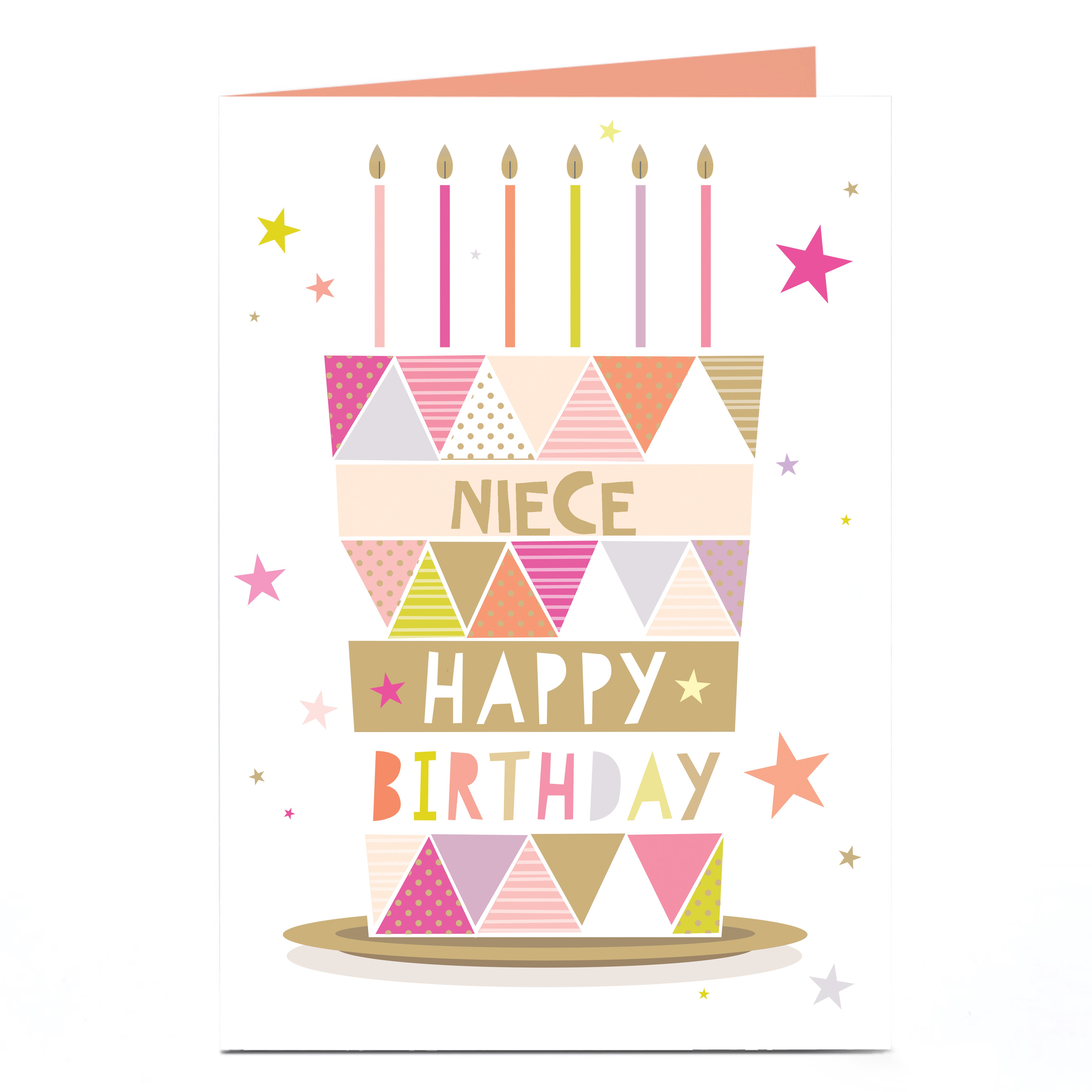 Personalised Birthday Card - Pink Geometric Cake