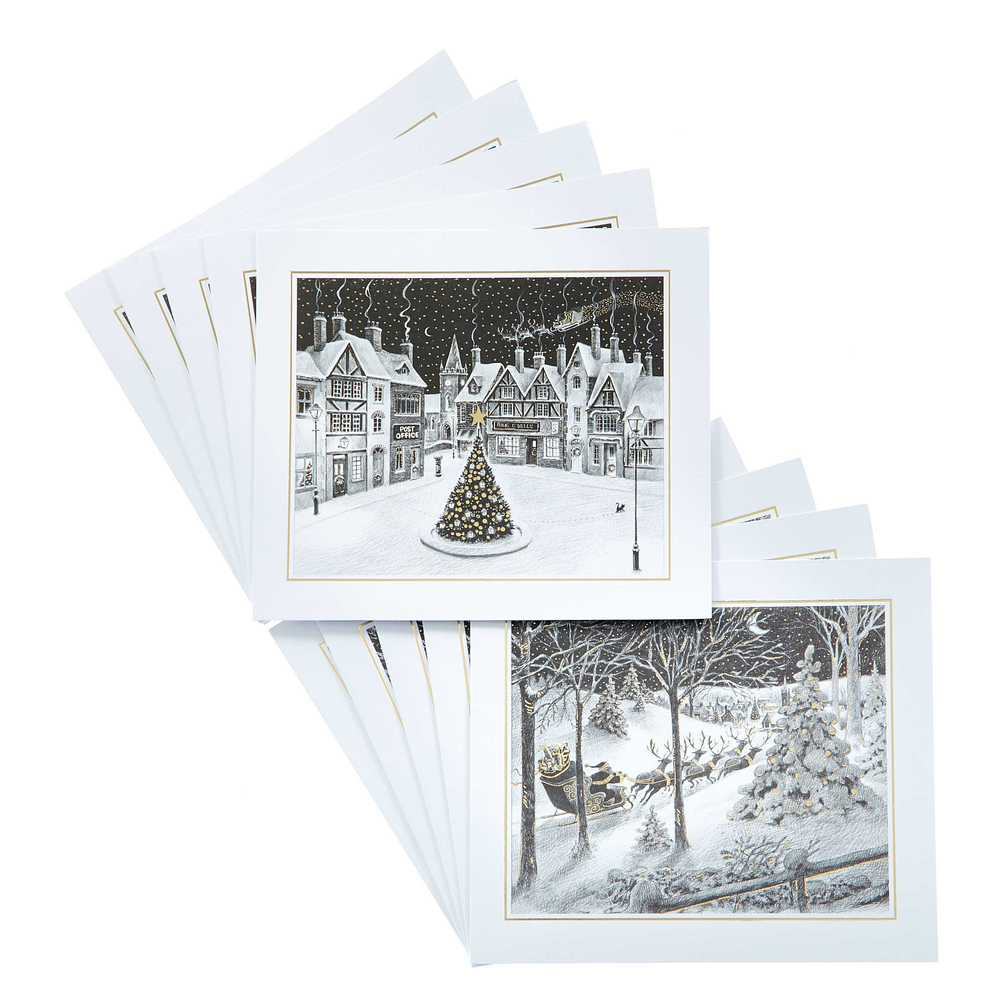 Box of 12 Deluxe Landscape Village Charity Christmas Cards - 2 Designs