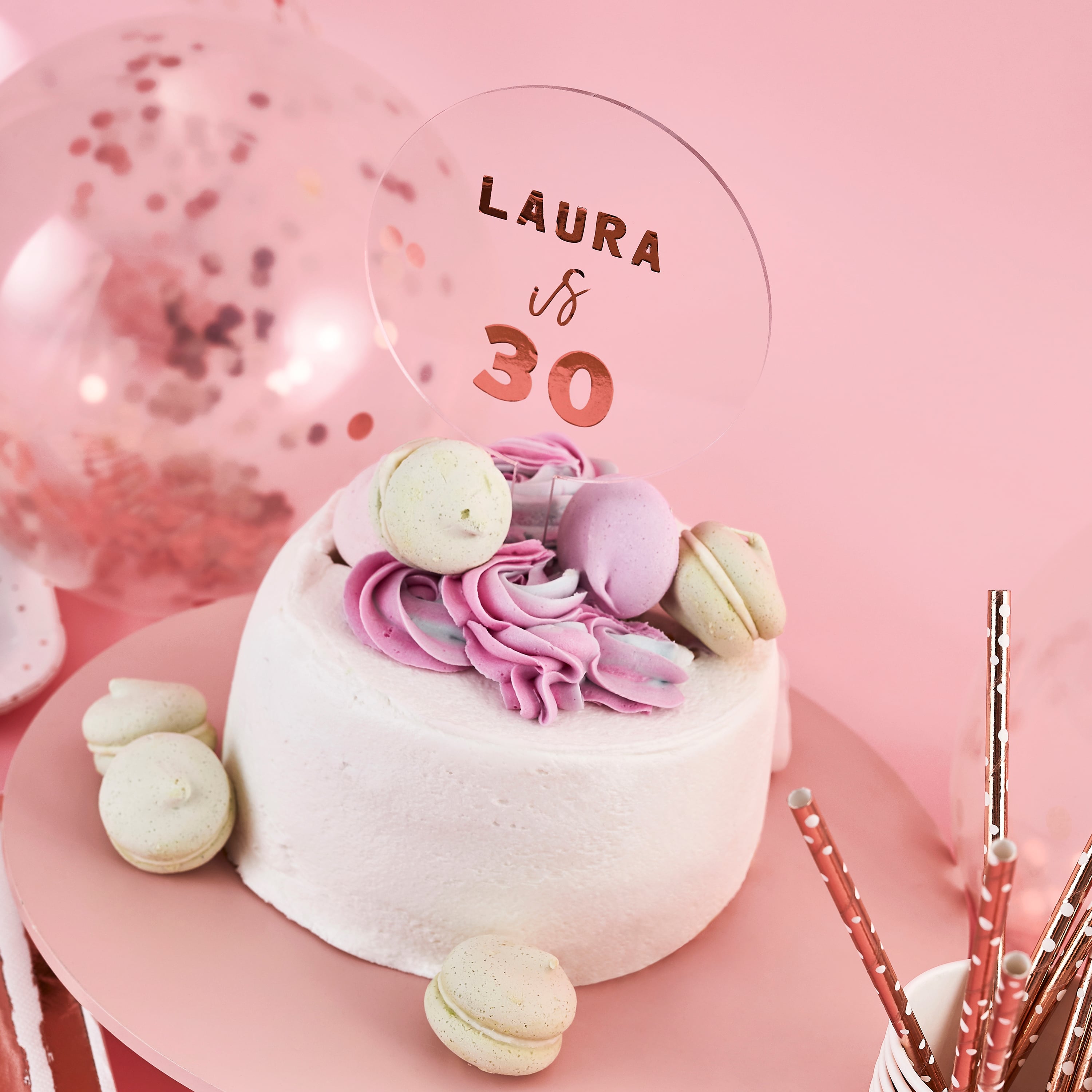 Metallic Rose Gold Customisable Acrylic Cake Topper