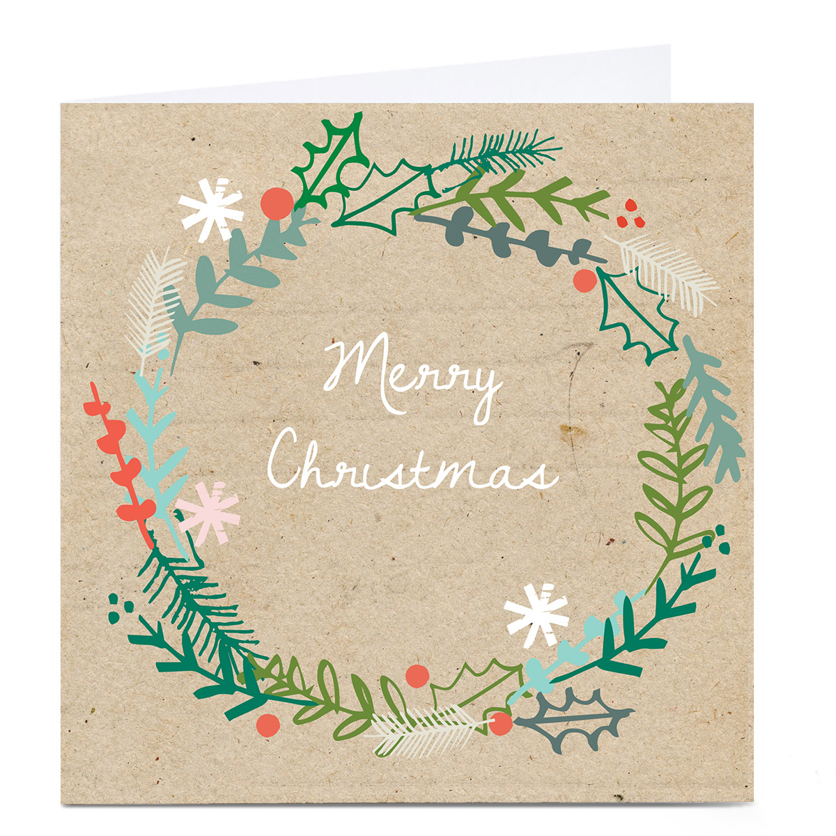 Personalised Squirrel Bandit Christmas Card - Wreath