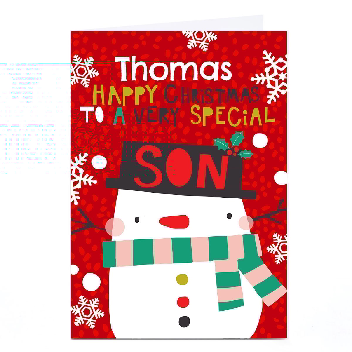 Personalised Bev Hopwood Christmas Card - Special Son