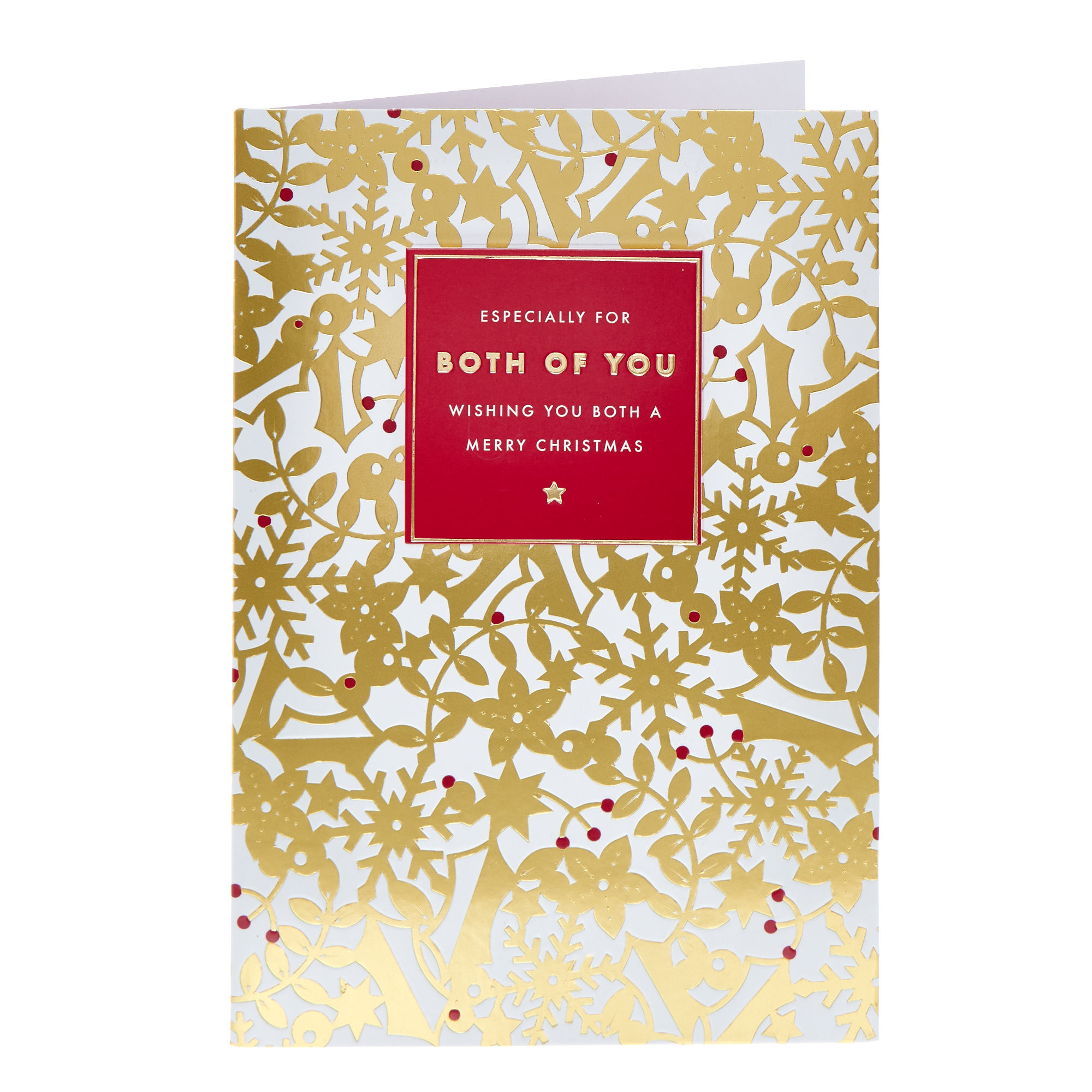 For Both of You Golden Holly Christmas Card