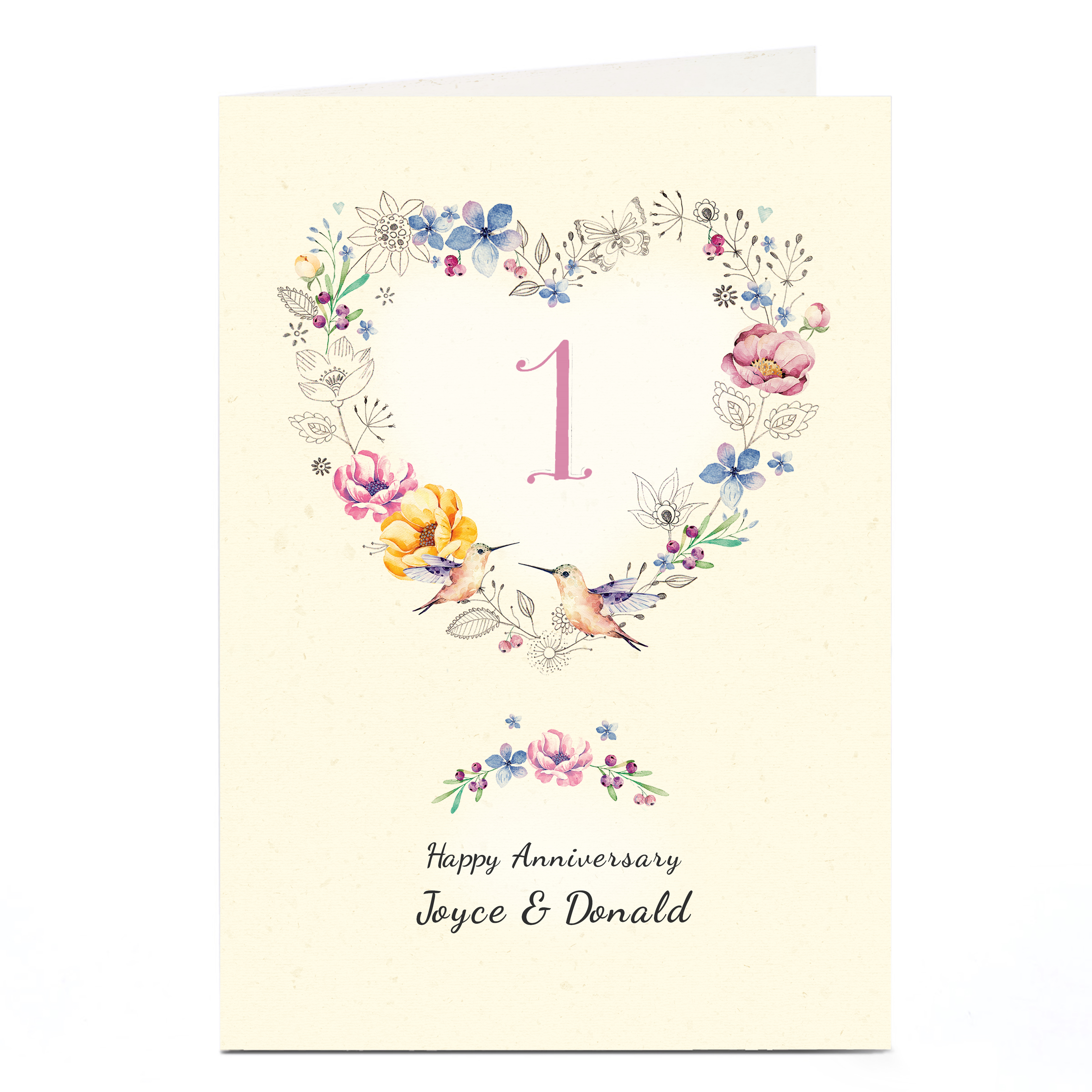 Personalised Anniversary Card - Floral Heart