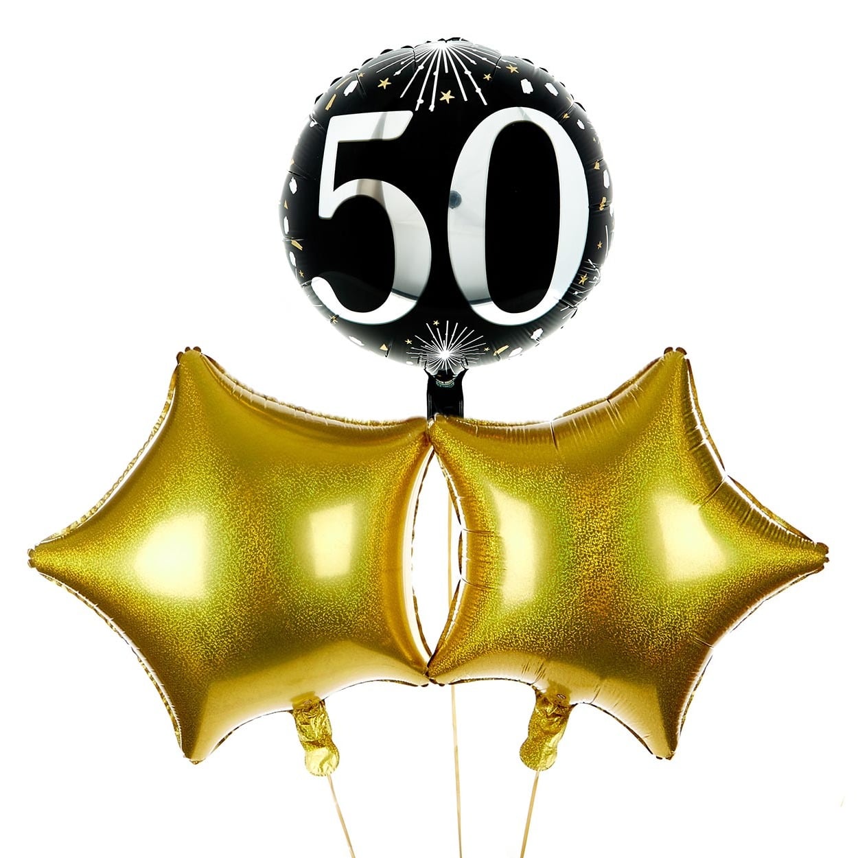 Silver & Black 50th Birthday Balloon Bouquet - DELIVERED INFLATED!