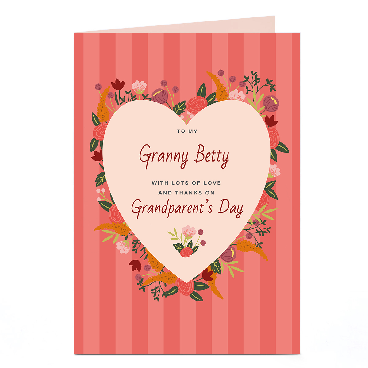 Personalised Grandparent's Day Card - Heart & Flowers