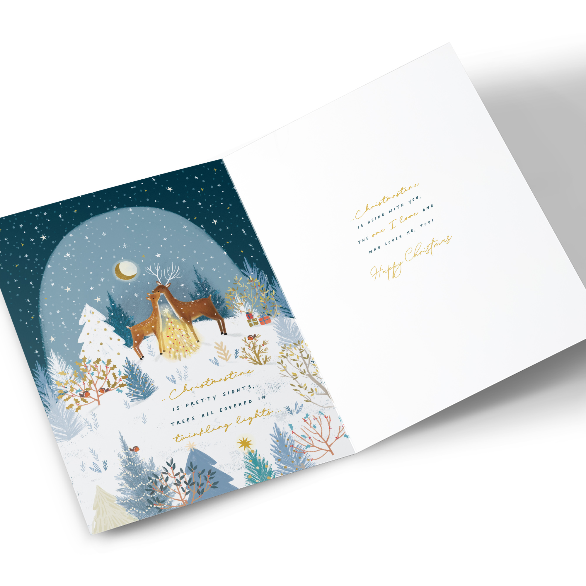 Christmas Card - Deer in Woods, Wonderful Husband