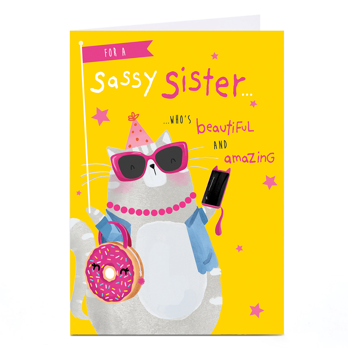 Birthday Card - Sassy Cat, Sister 