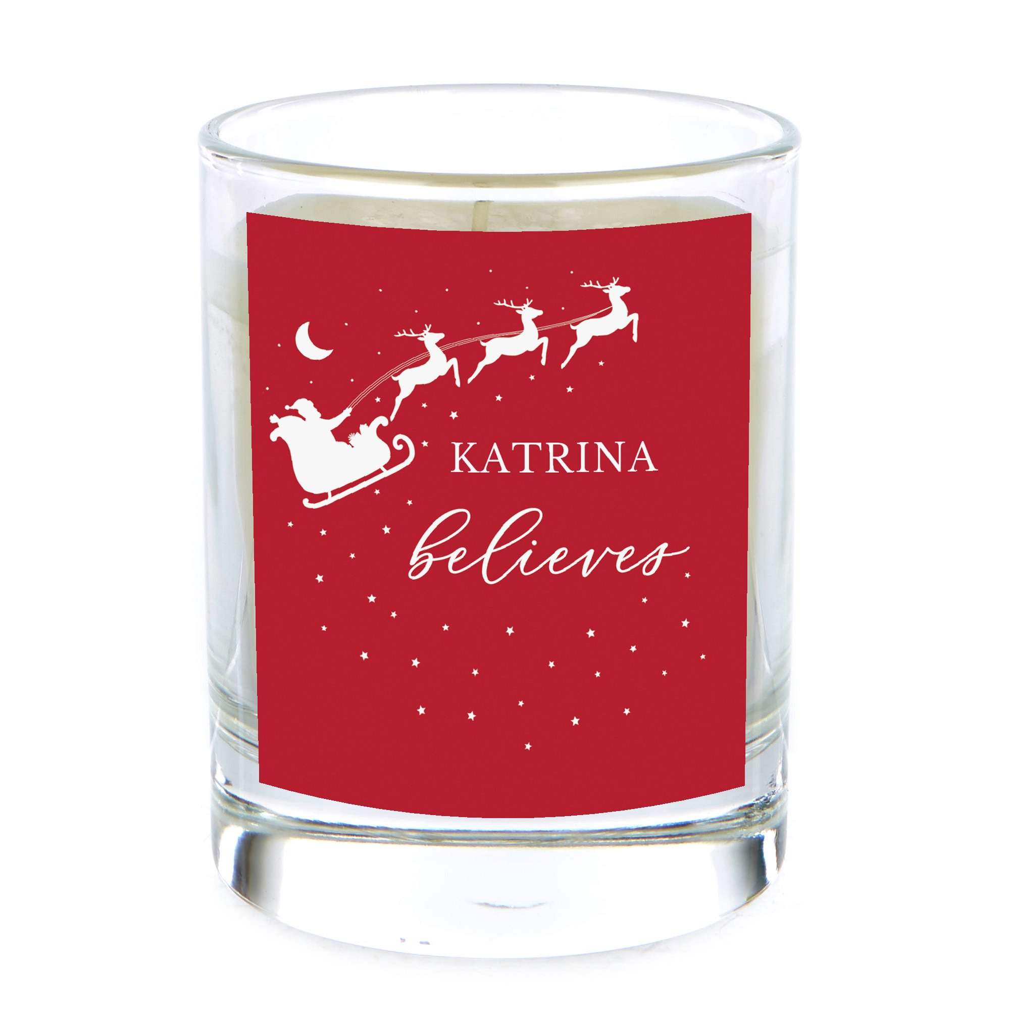 Personalised Pomegranate & Cashmere Scented Christmas Candle - Santa Silhouette