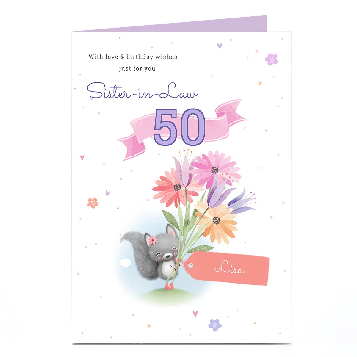 Personalised Birthday Card - Sister-in-Law Squirrel , Editable Age