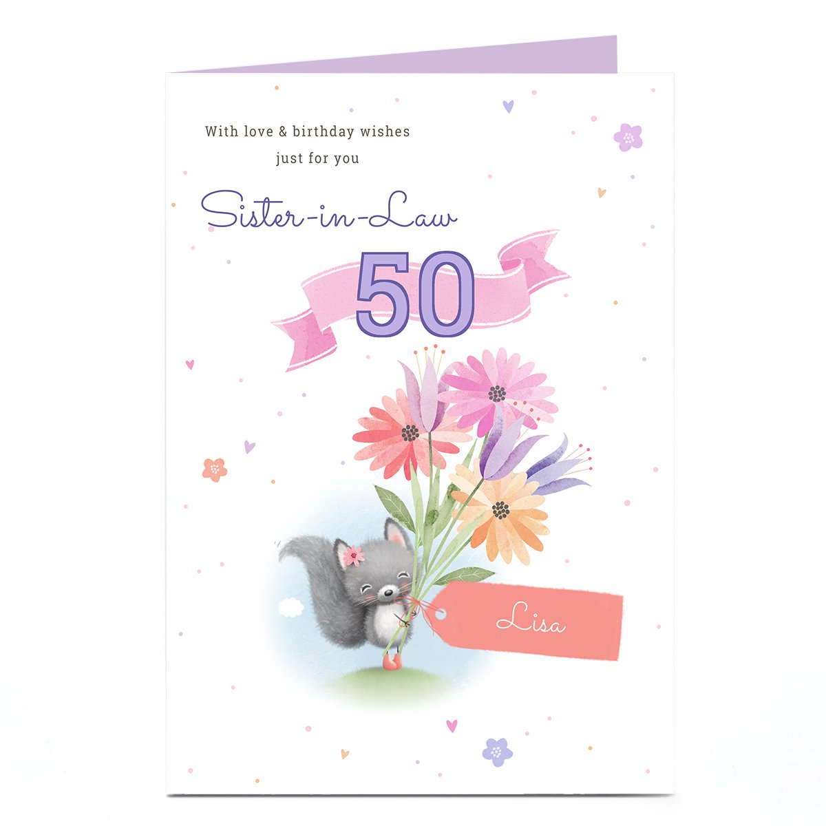 Personalised Birthday Card - Love & Wishes, Squirrel , Editable Age