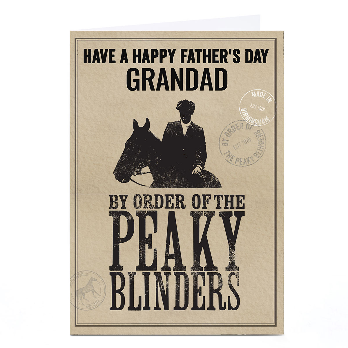 Personalised Peaky Blinders Father's Day Card Card - By Order Of...