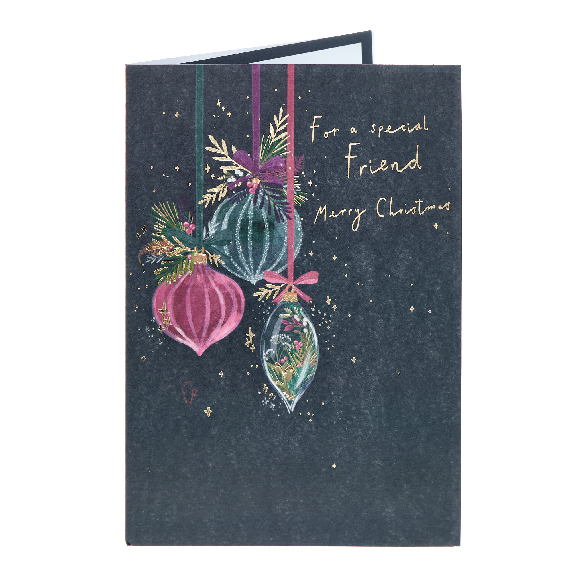 Friend Modern Baubles Christmas Card