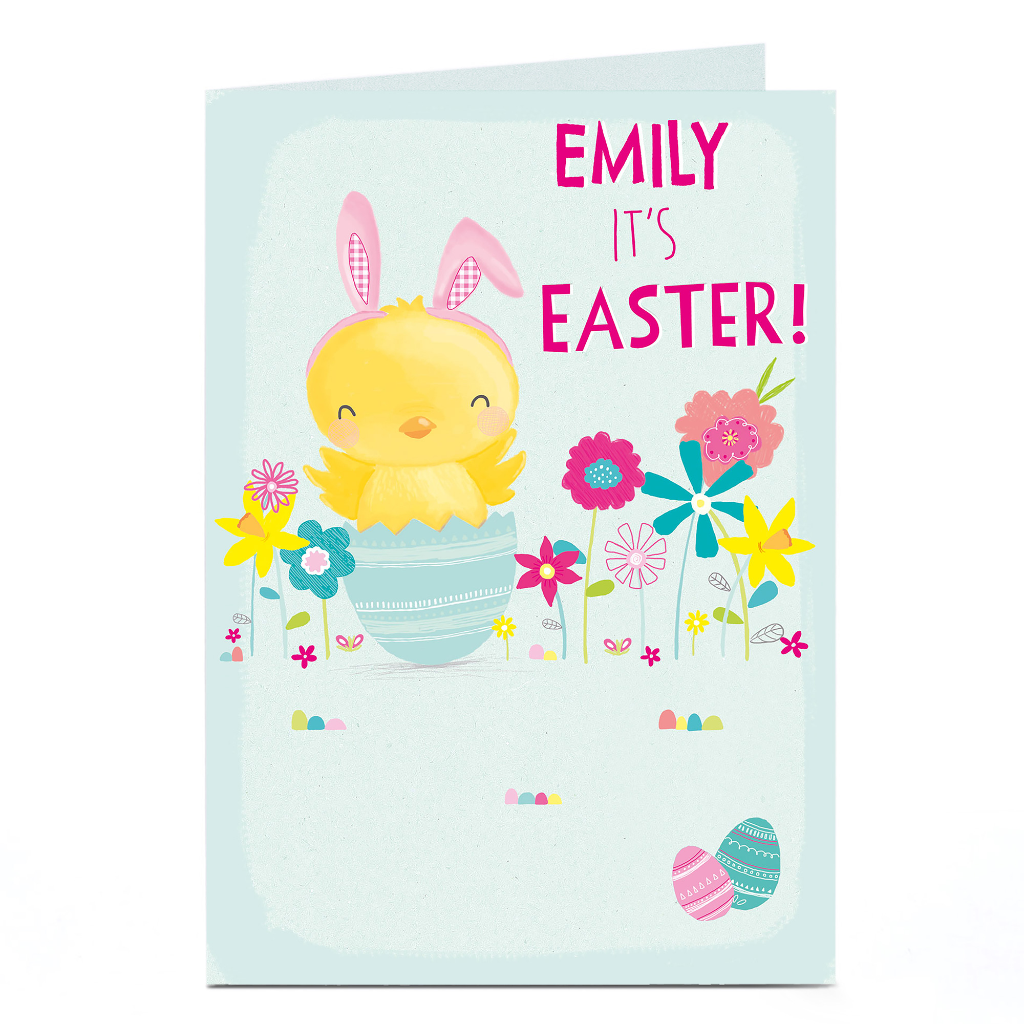 Personalised Easter Card - Chick In Bunny Ears