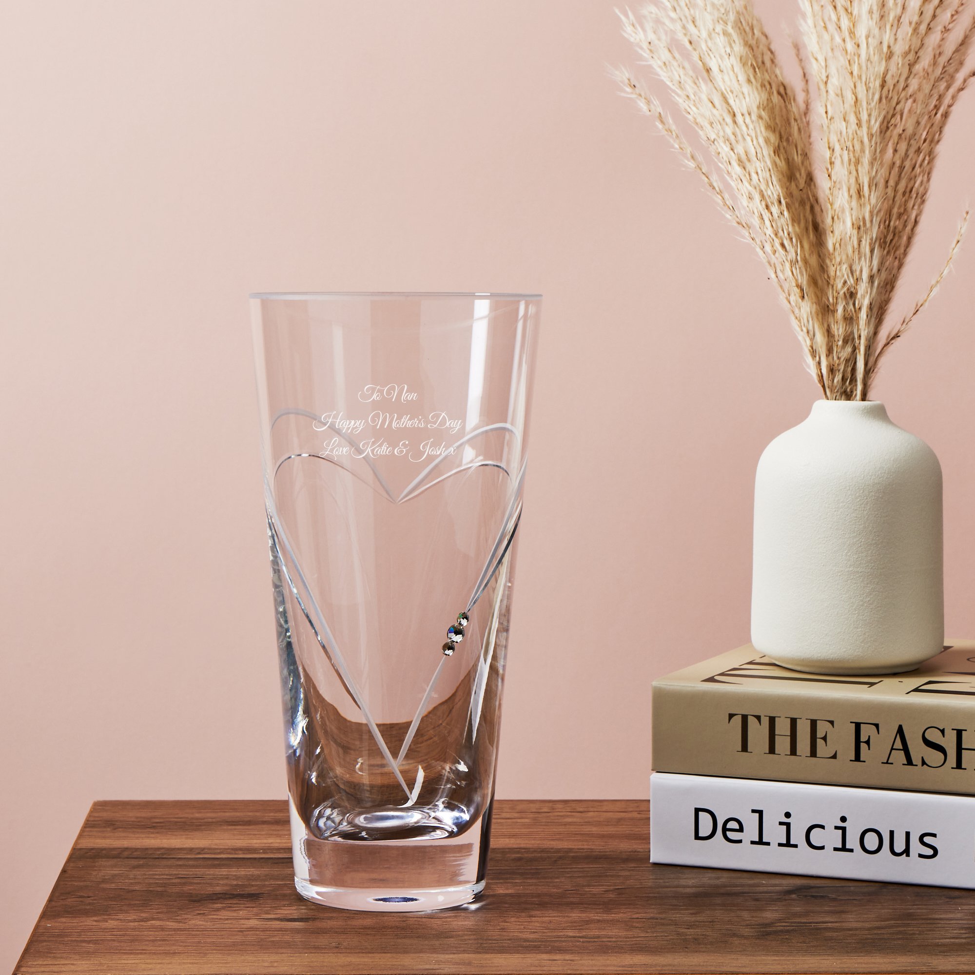Personalised Swarovski Elements Glass Vase - Mother's Day