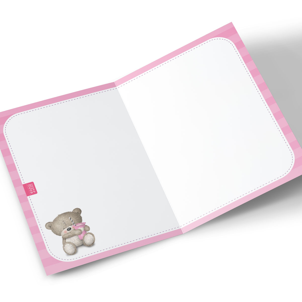 Personalised Editable Age Birthday Card - Hugs Bear Pink Picnic