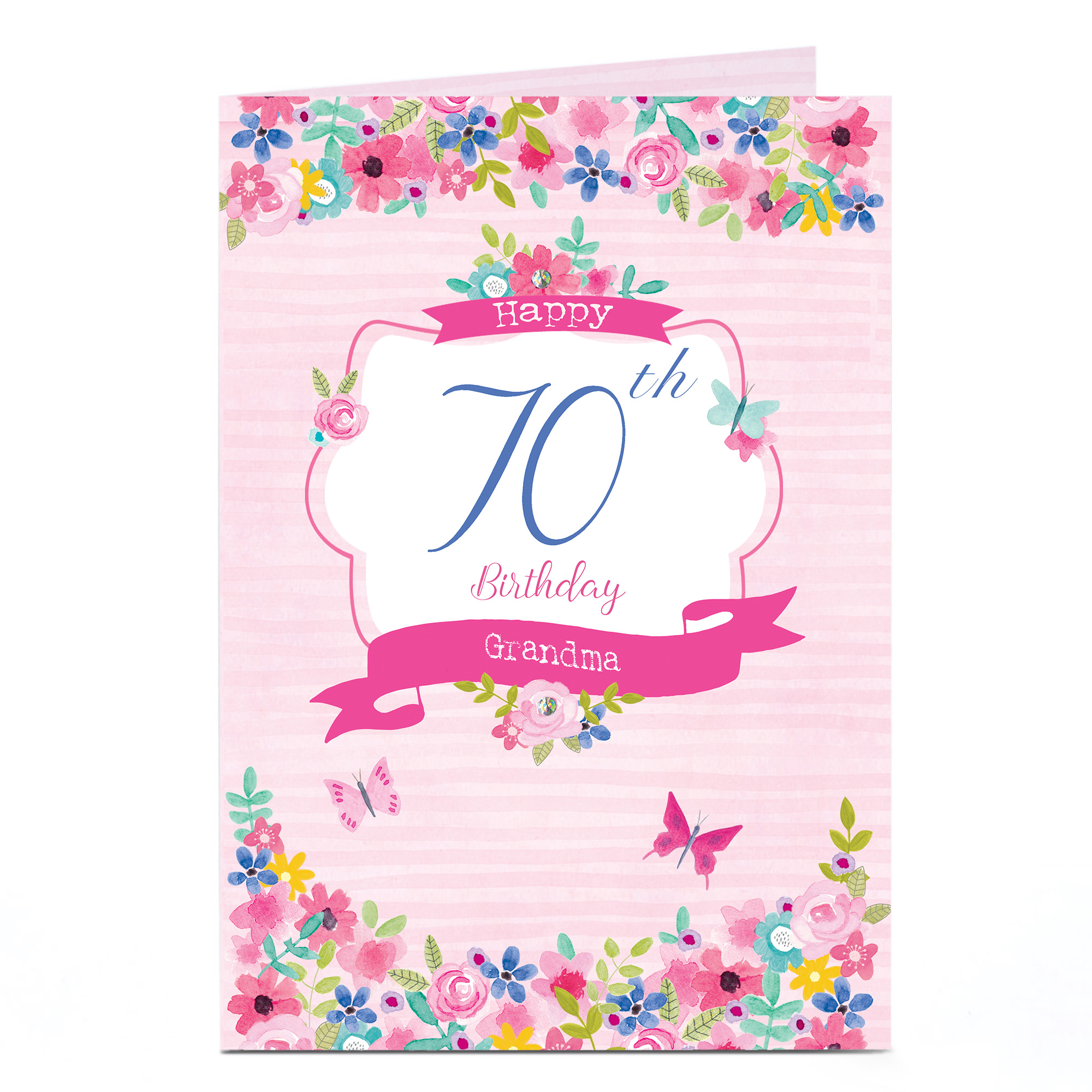 Personalised Editable Age Birthday Card - Floral Grandma
