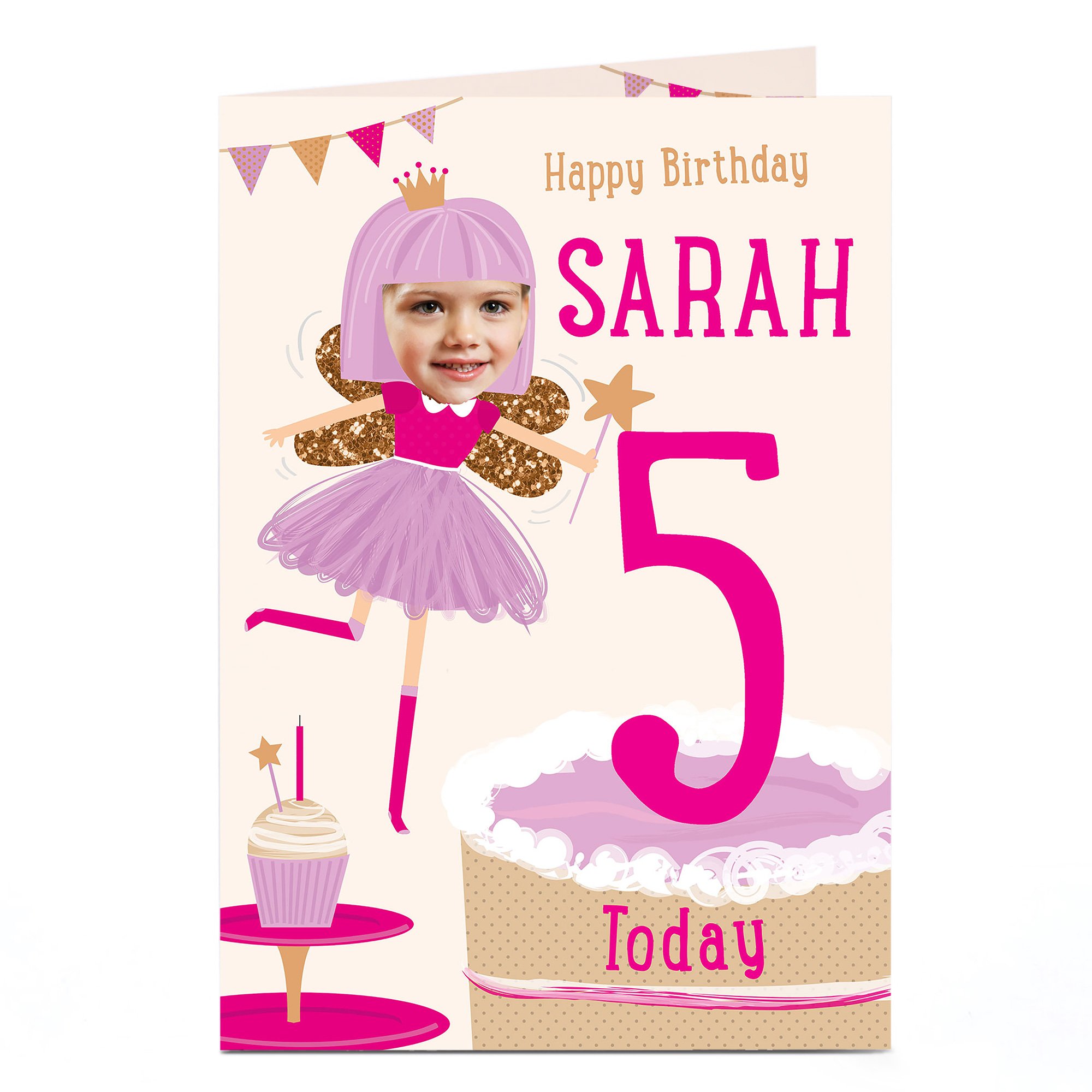 Photo Editable Age Birthday Card - Cake Fairy