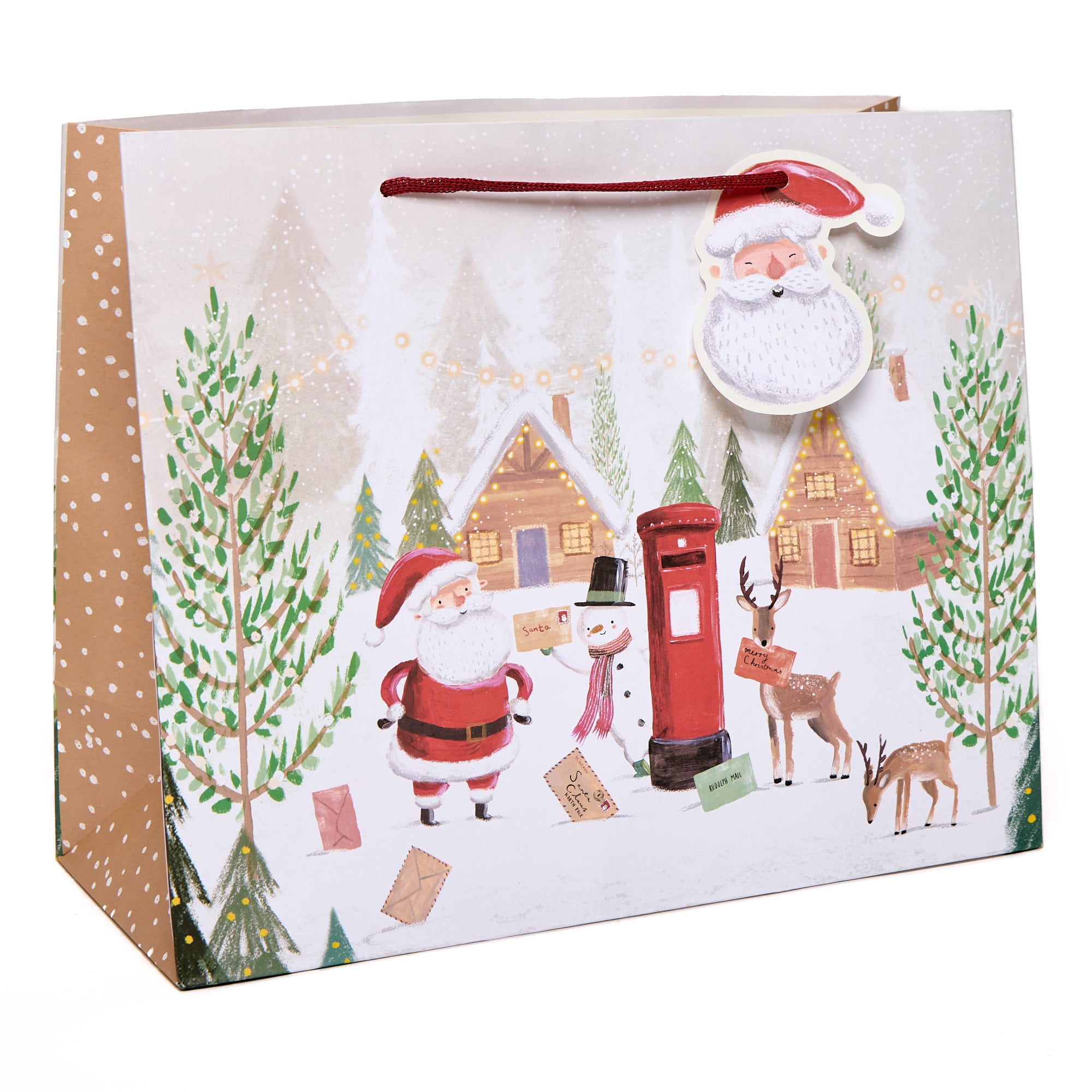 Santa Scene Large Landscape Christmas Gift Bag