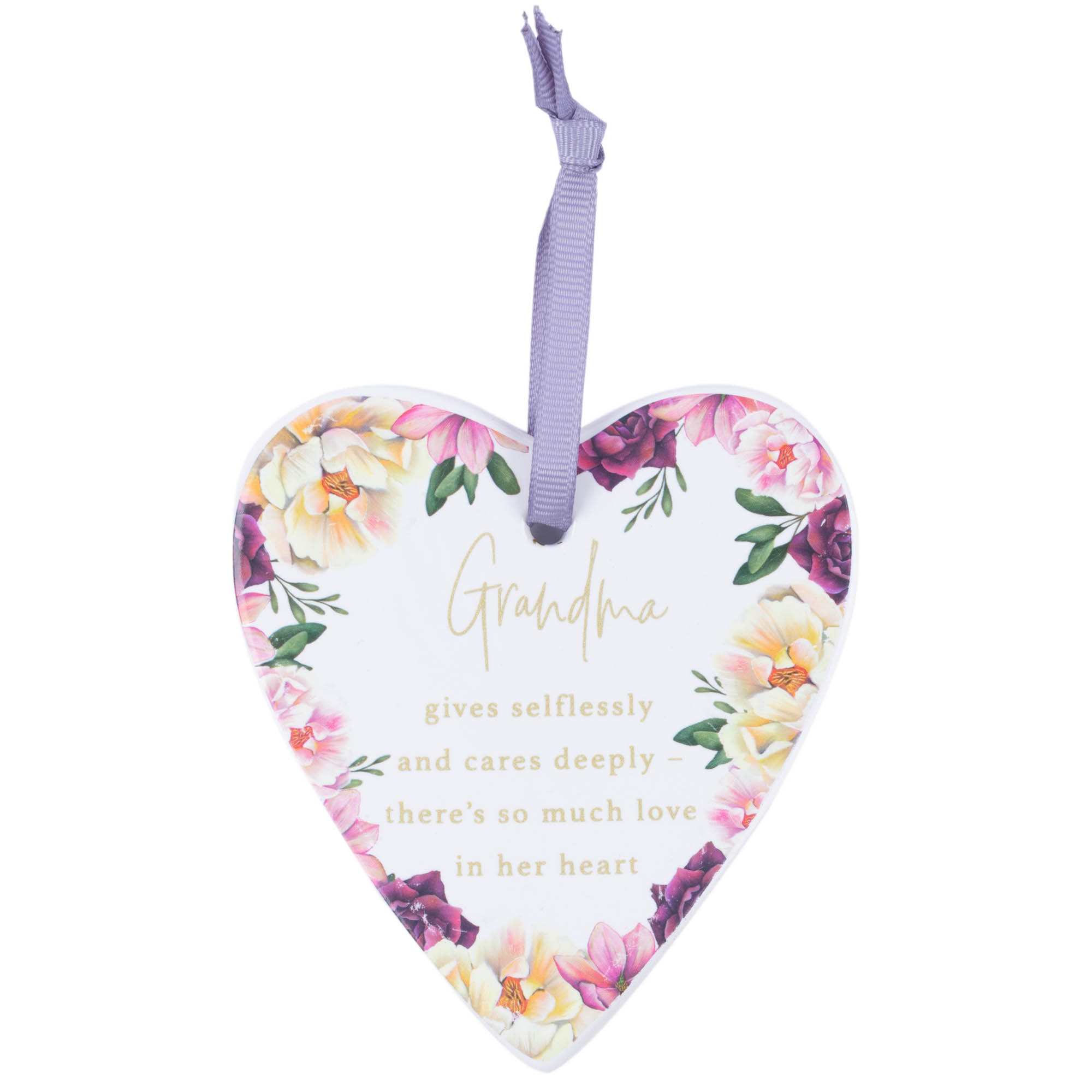 Image of Grandma Sentimental Floral Heart Hanging Plaque