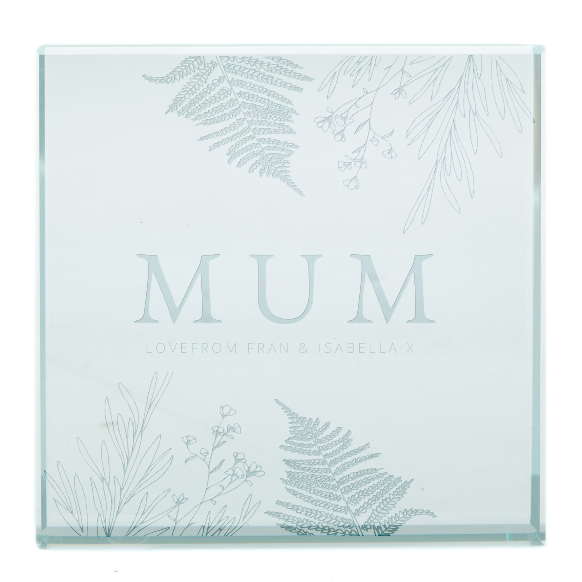 Personalised Engraved Glass Token - Floral