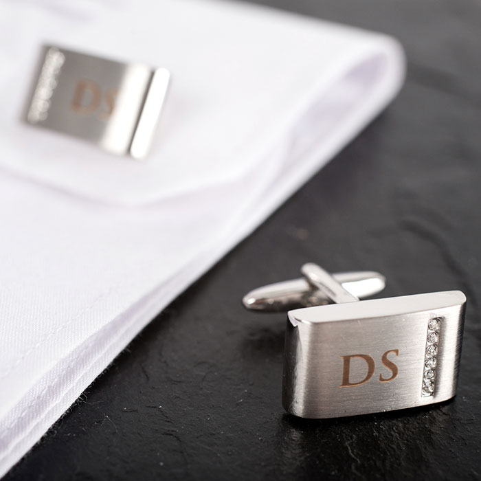 Personalised Cufflinks with Crystal Detail