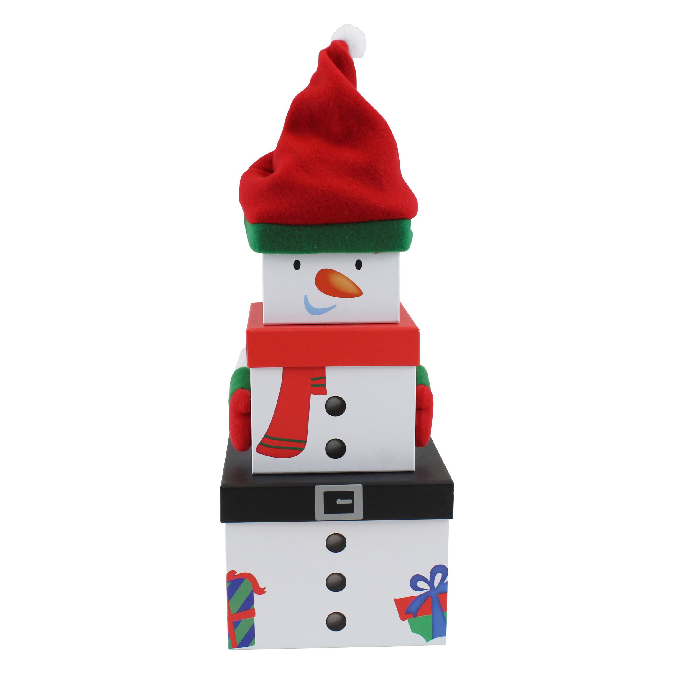 Plush Snowman Gift Boxes - Set Of 3