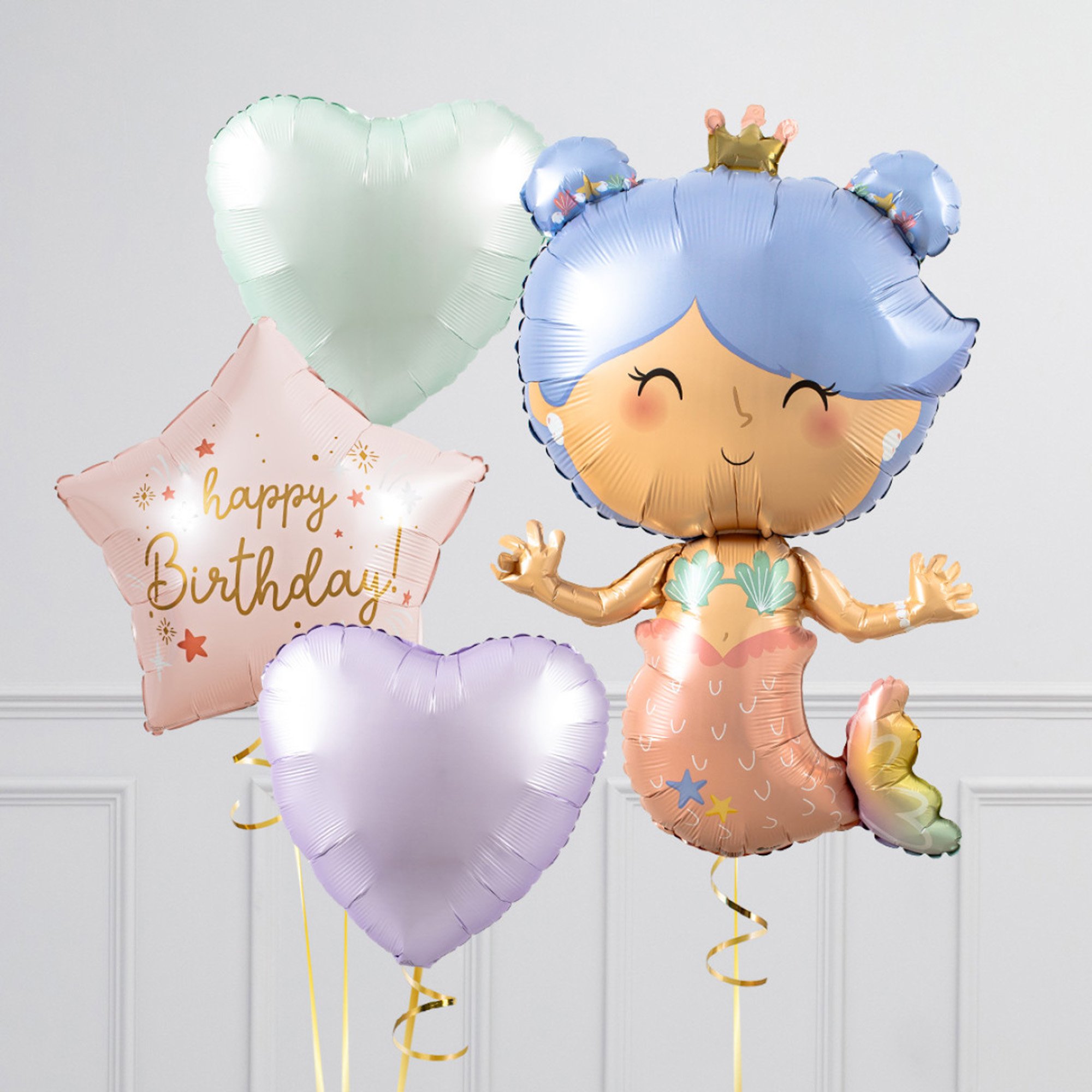 Mermaid Birthday Supershape & Foil Balloon Package - Delivered Inflated!