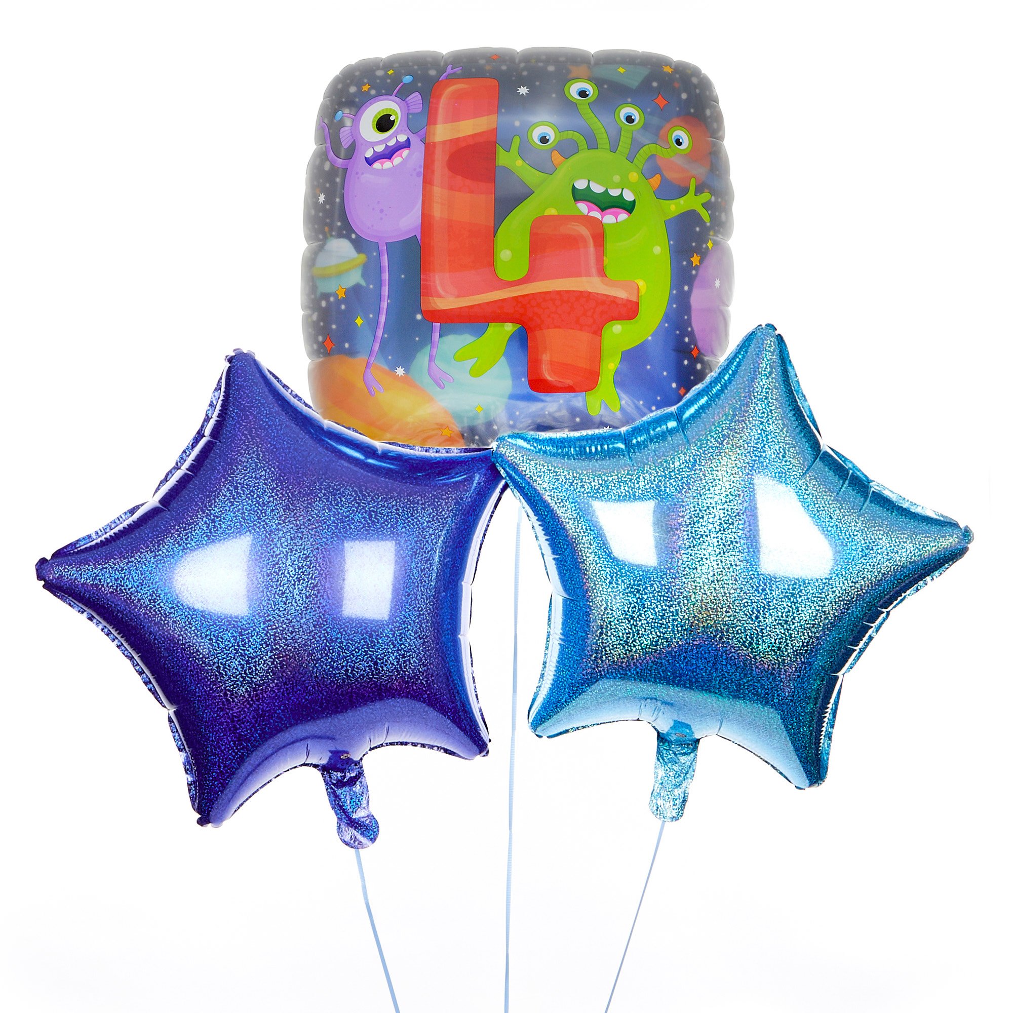 Monster Themed 4th Birthday Balloon Bouquet - DELIVERED INFLATED!