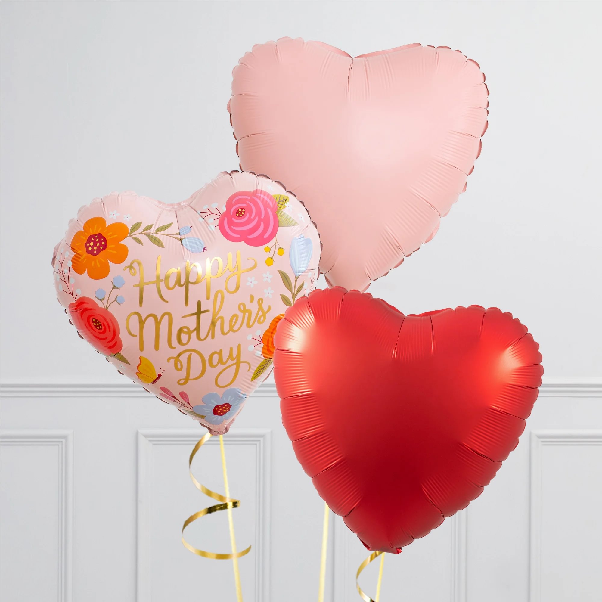 Happy Mother's Day Red Flower Supershape & Foil Balloon Package - Delivered Inflated!
