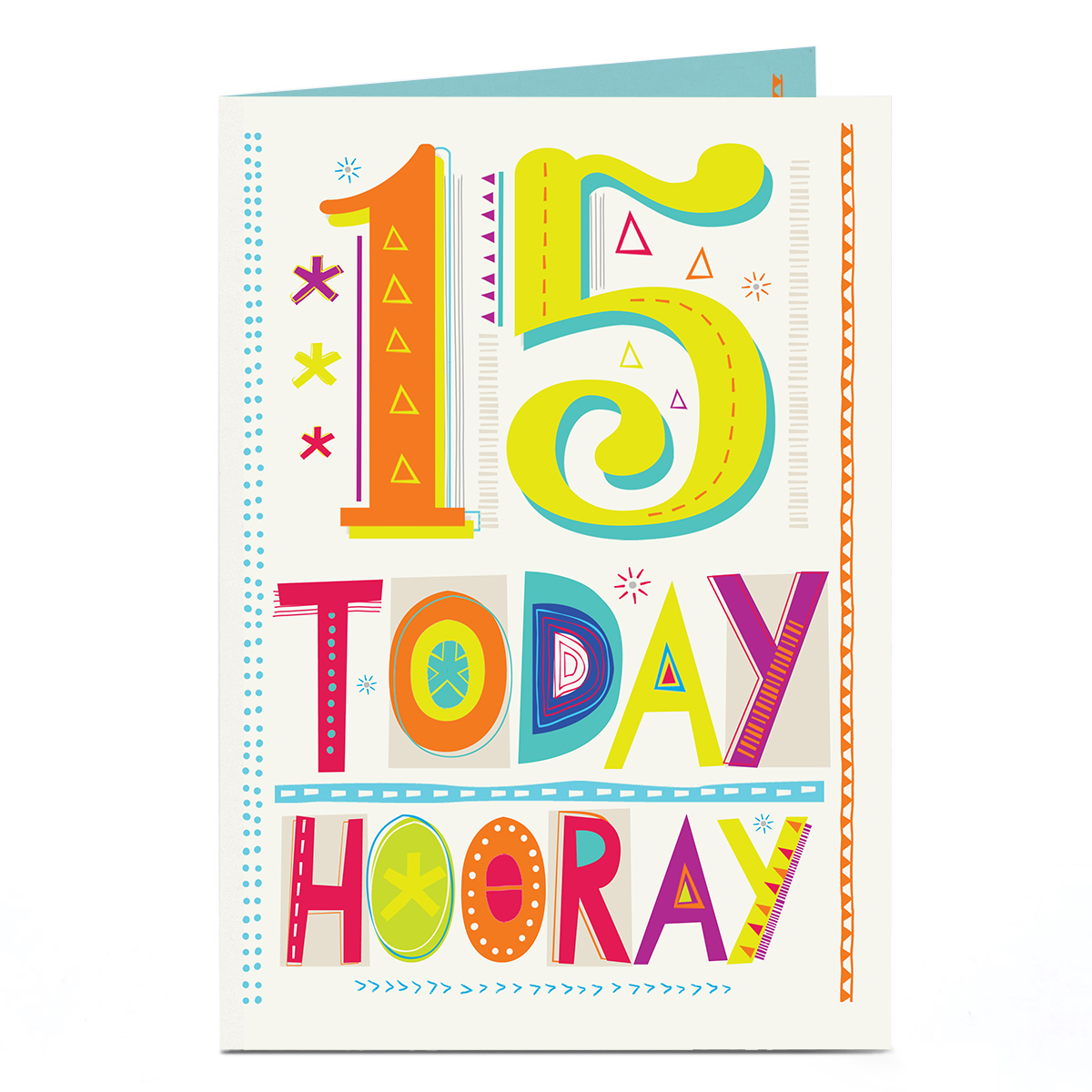 15th Birthday Card - 15 Today Hooray
